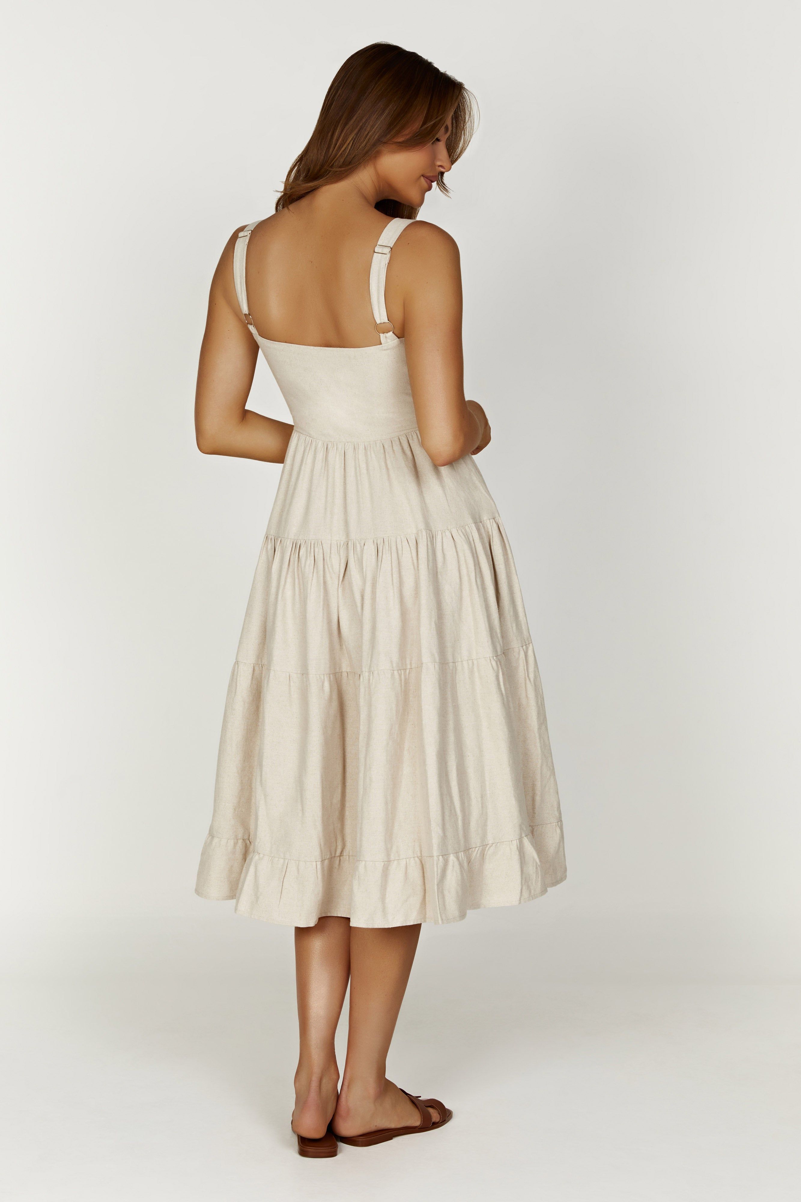 Adriana Linen Midi Dress - Natural sold by Meshki product image thumbnail 2