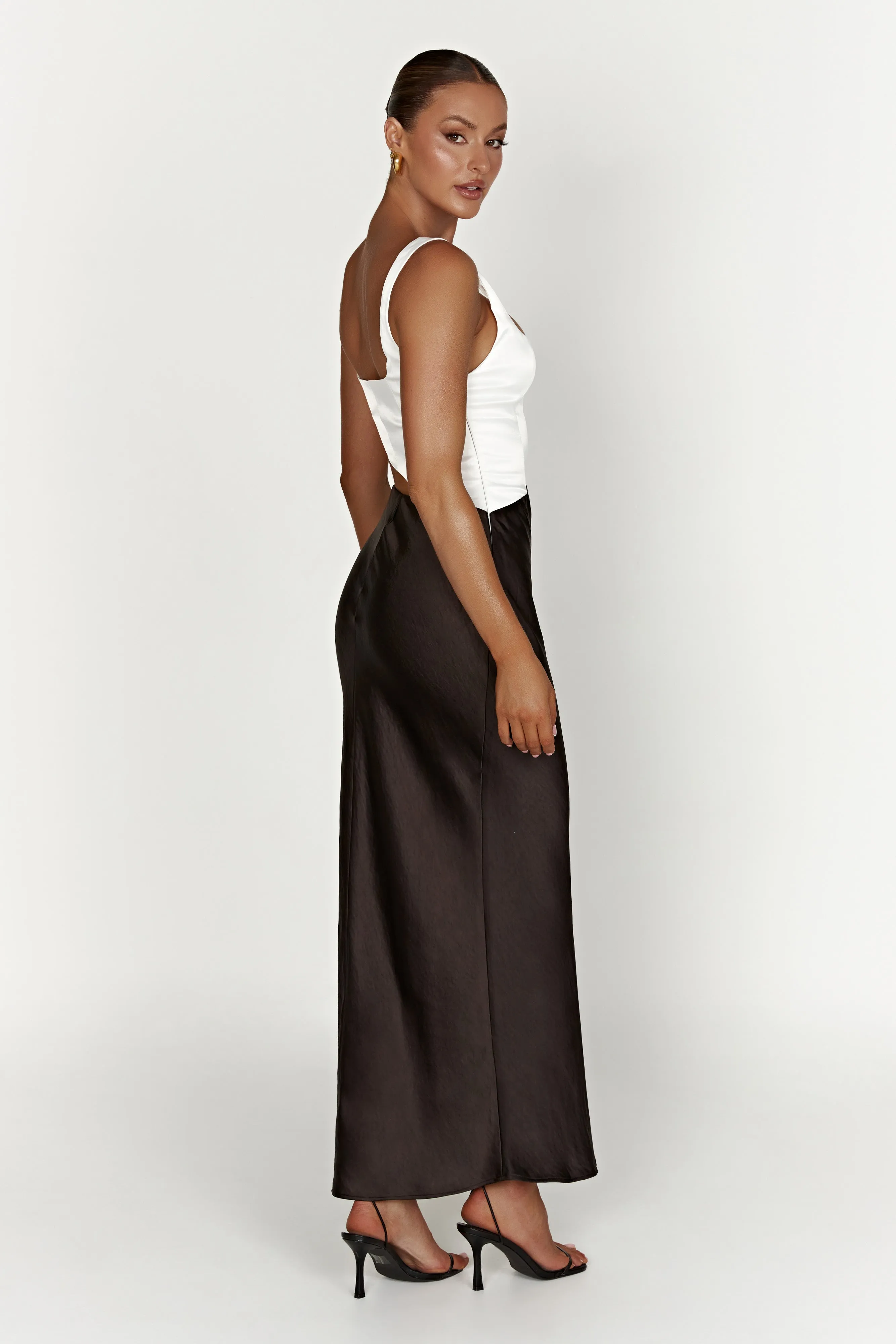 Gianna Two Tone Slashed Maxi Dress - Black sold by Meshki product image thumbnail 4