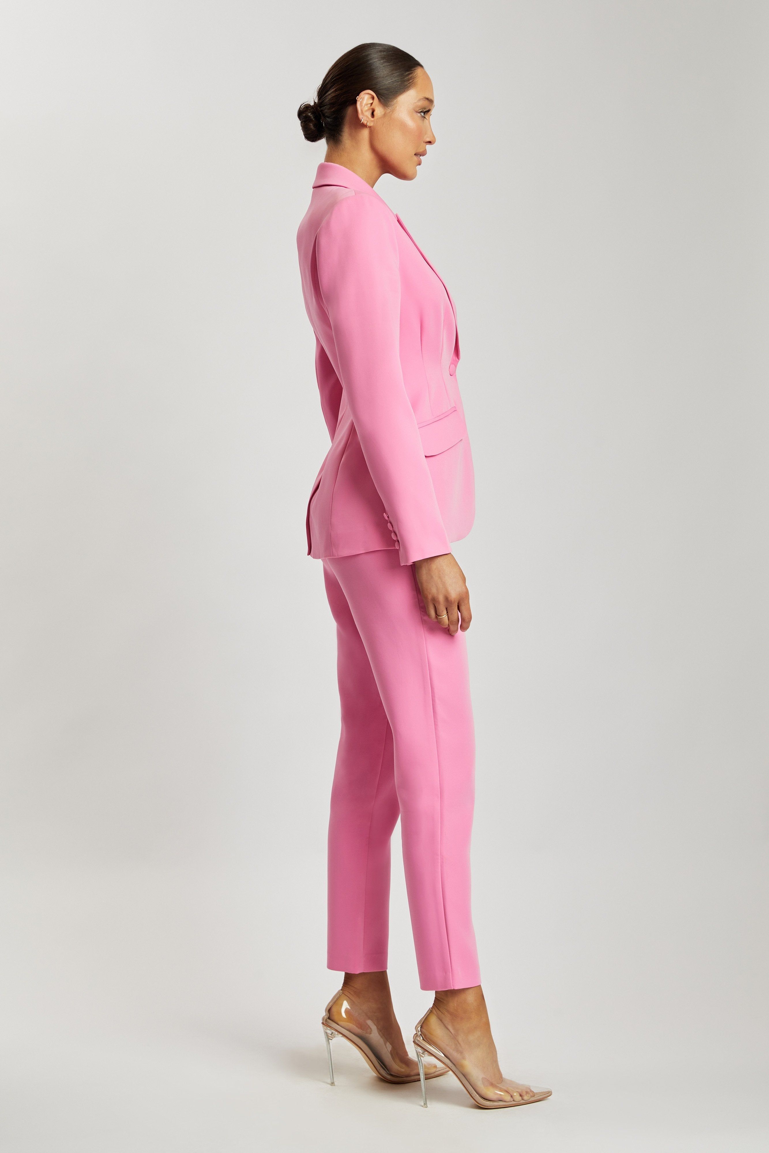 Helda Fitted Cinched Waist Blazer - Pink sold by Meshki product image thumbnail 6
