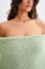 Marisol Off Shoulder Boucle Maxi Dress - Pastel Green sold by Meshki