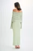 Marisol Off Shoulder Boucle Maxi Dress - Pastel Green sold by Meshki