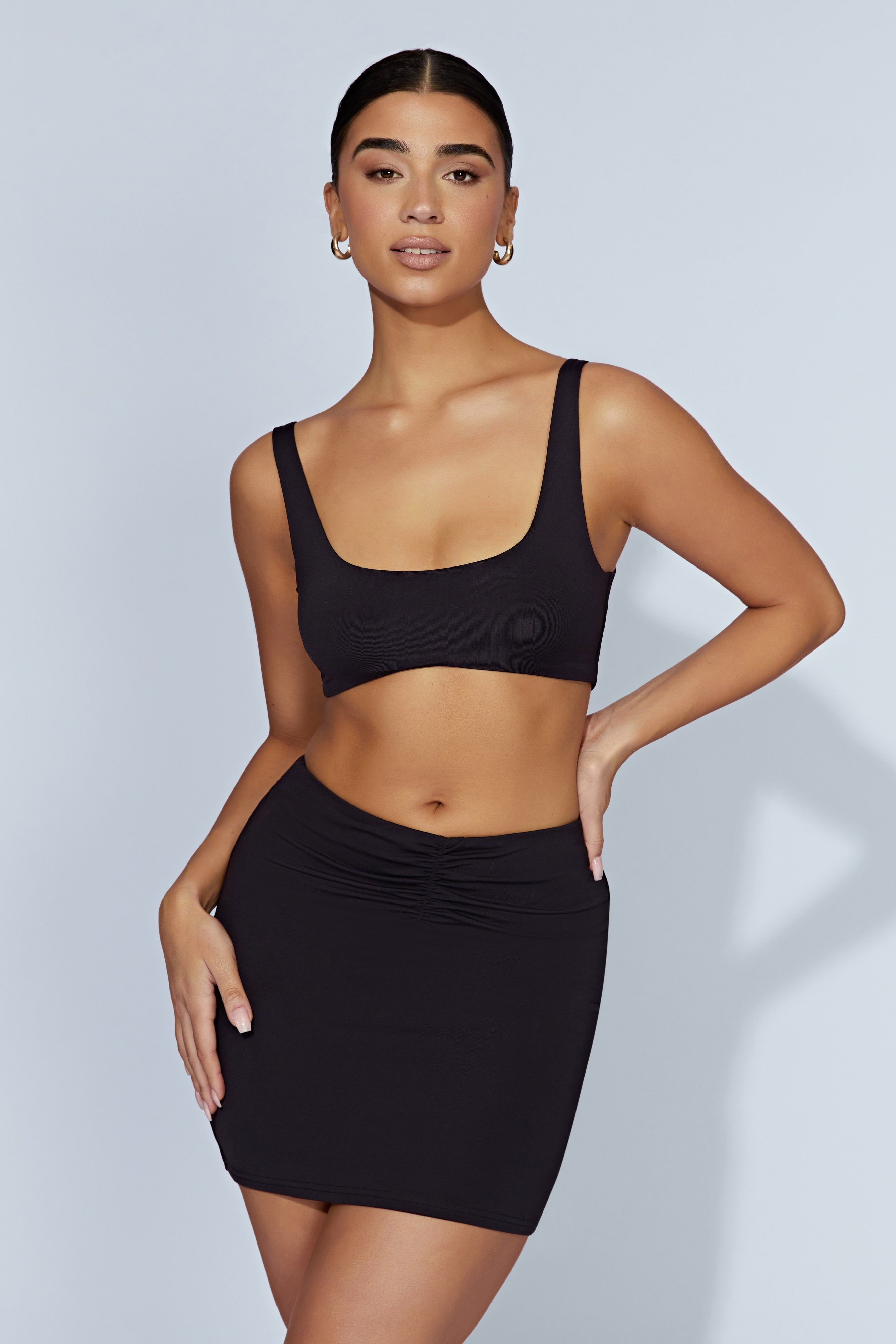 Kara Ruched Front Mini Skirt - Black sold by Meshki product image thumbnail 8