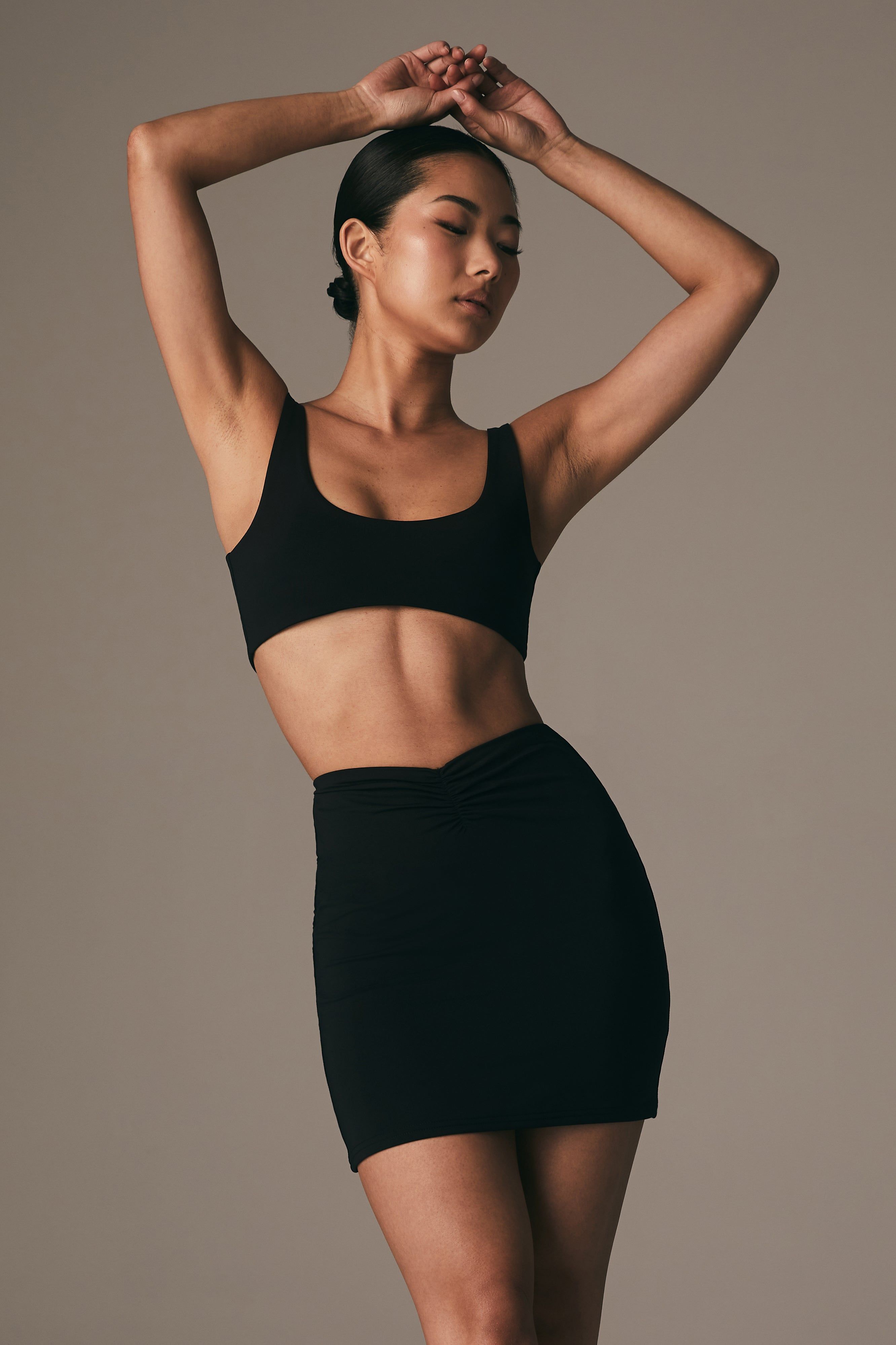 Kara Ruched Front Mini Skirt - Black sold by Meshki product image thumbnail 2