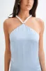 Blanche Satin Pearl Halter Maxi Dress - Cornflower Blue sold by Meshki