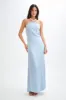 Blanche Satin Pearl Halter Maxi Dress - Cornflower Blue sold by Meshki