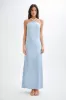 Blanche Satin Pearl Halter Maxi Dress - Cornflower Blue sold by Meshki