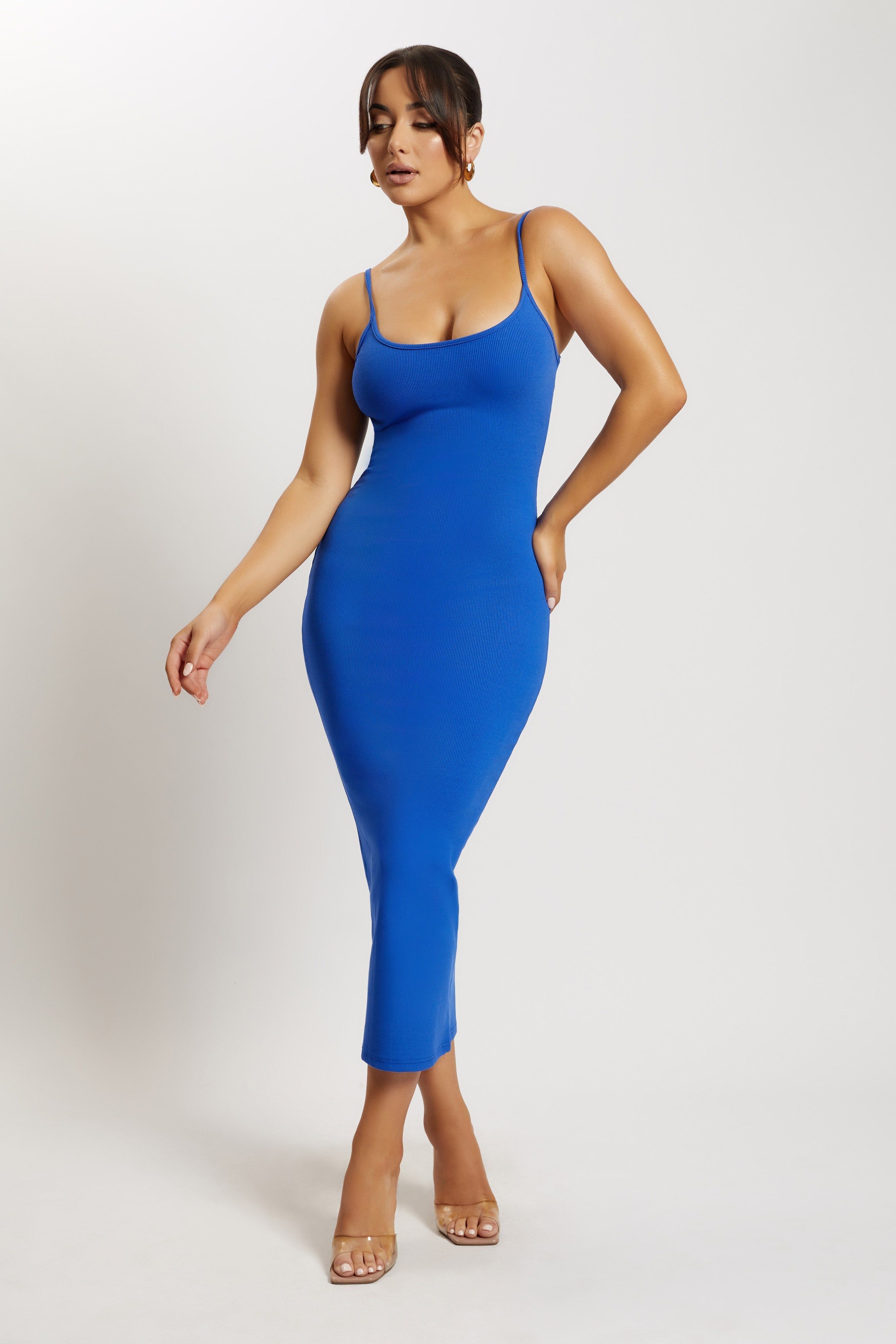 Alexis Ribbed Cami Midi Dress - Cobalt Blue sold by Meshki