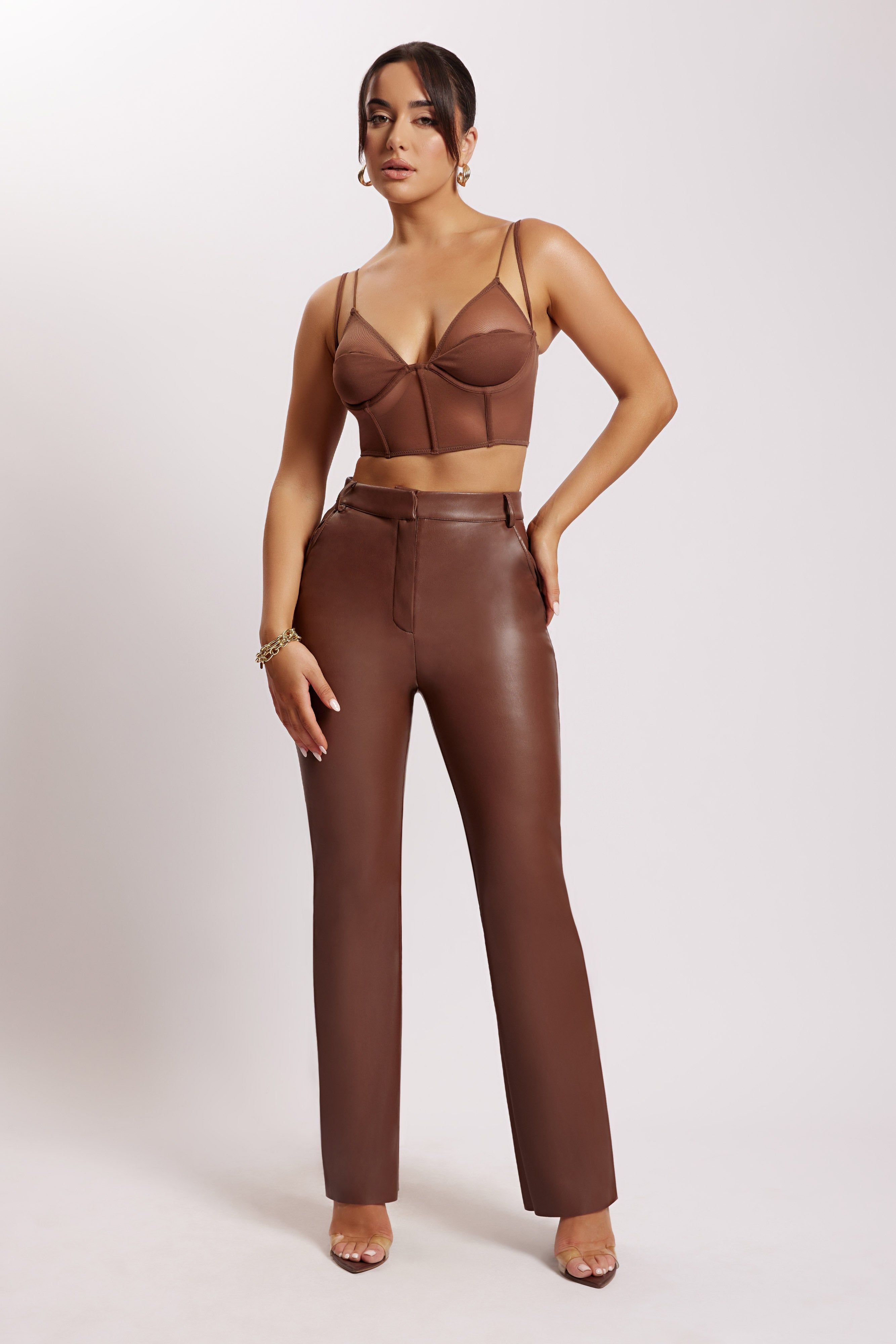 Angelique Demi Cup Mesh Bustier - Chocolate sold by Meshki product image thumbnail 3