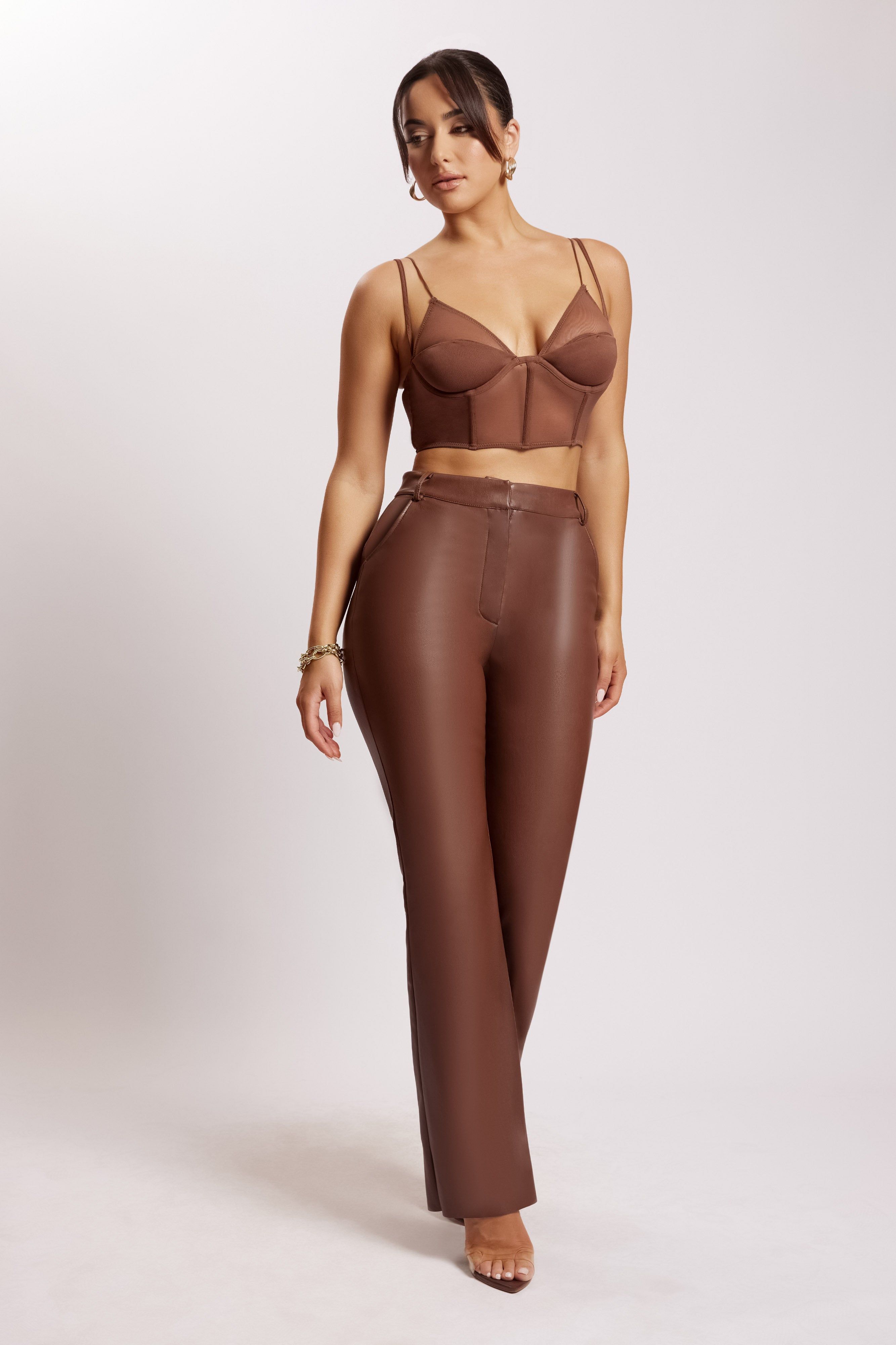 Angelique Demi Cup Mesh Bustier - Chocolate sold by Meshki product image thumbnail 5