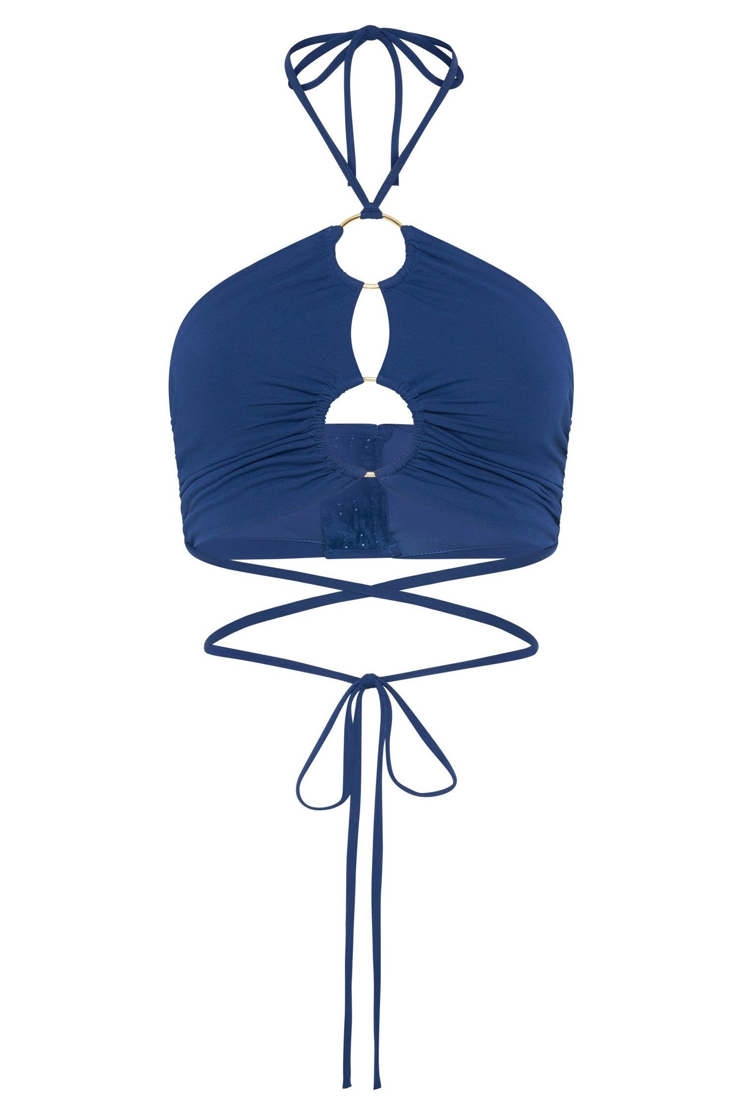 Sabrina Ruched Halter Crop Top - Navy sold by Meshki product image thumbnail 8