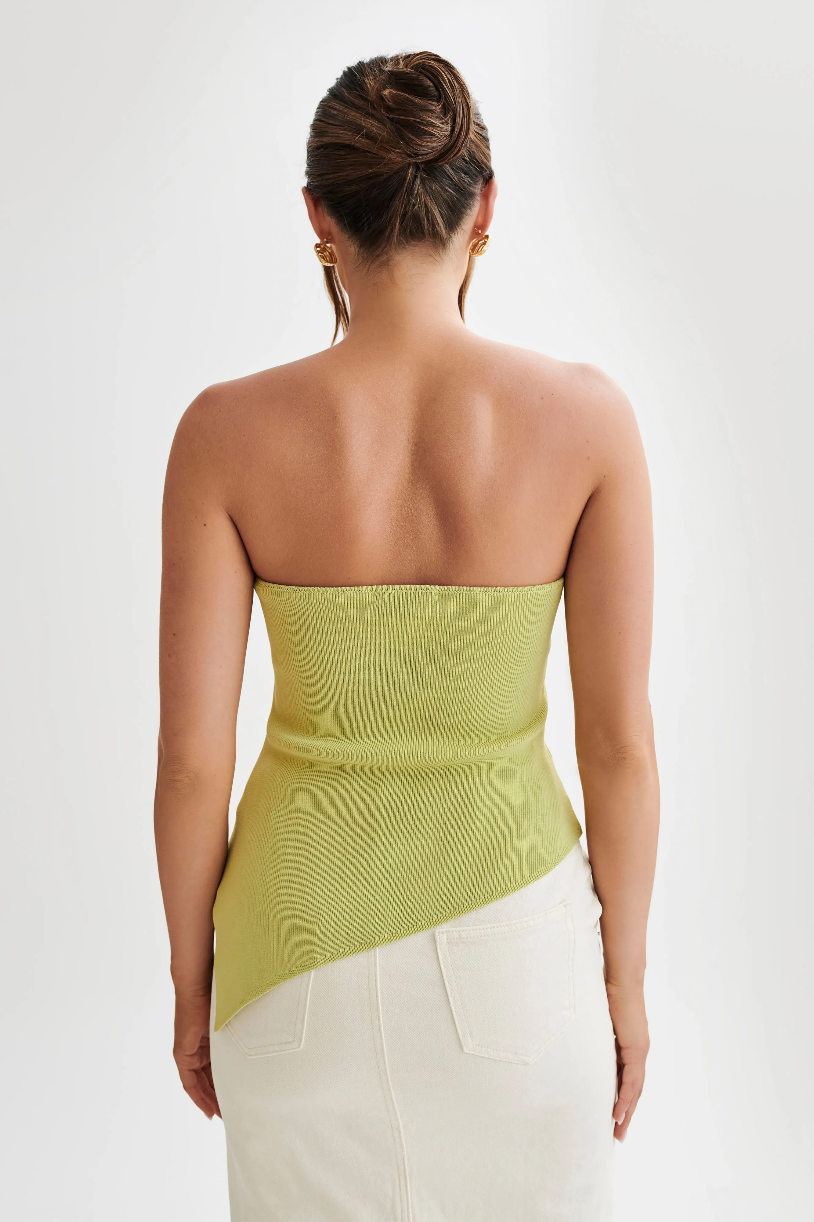 Sidney Asymmetrical Strapless Knit Top - Apple sold by Meshki product image thumbnail 3