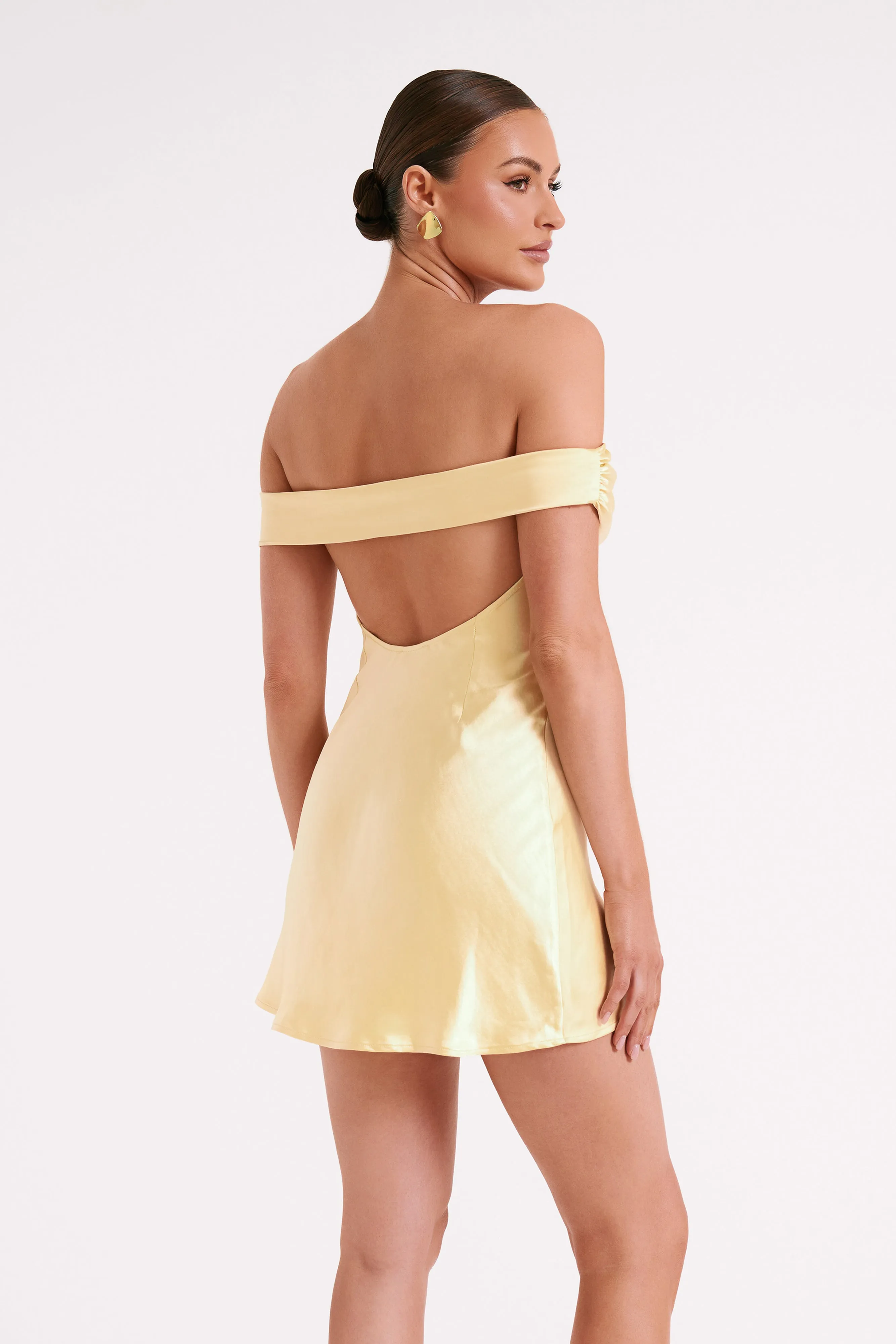 Cher Satin Strapless Mini Dress - Butter sold by Meshki product image thumbnail 5