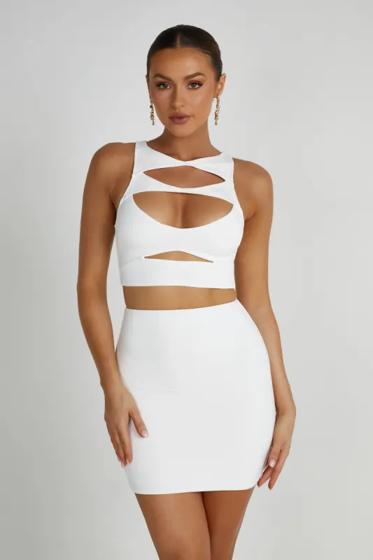 Chloe Cut Out Crop Top - White sold by Meshki
