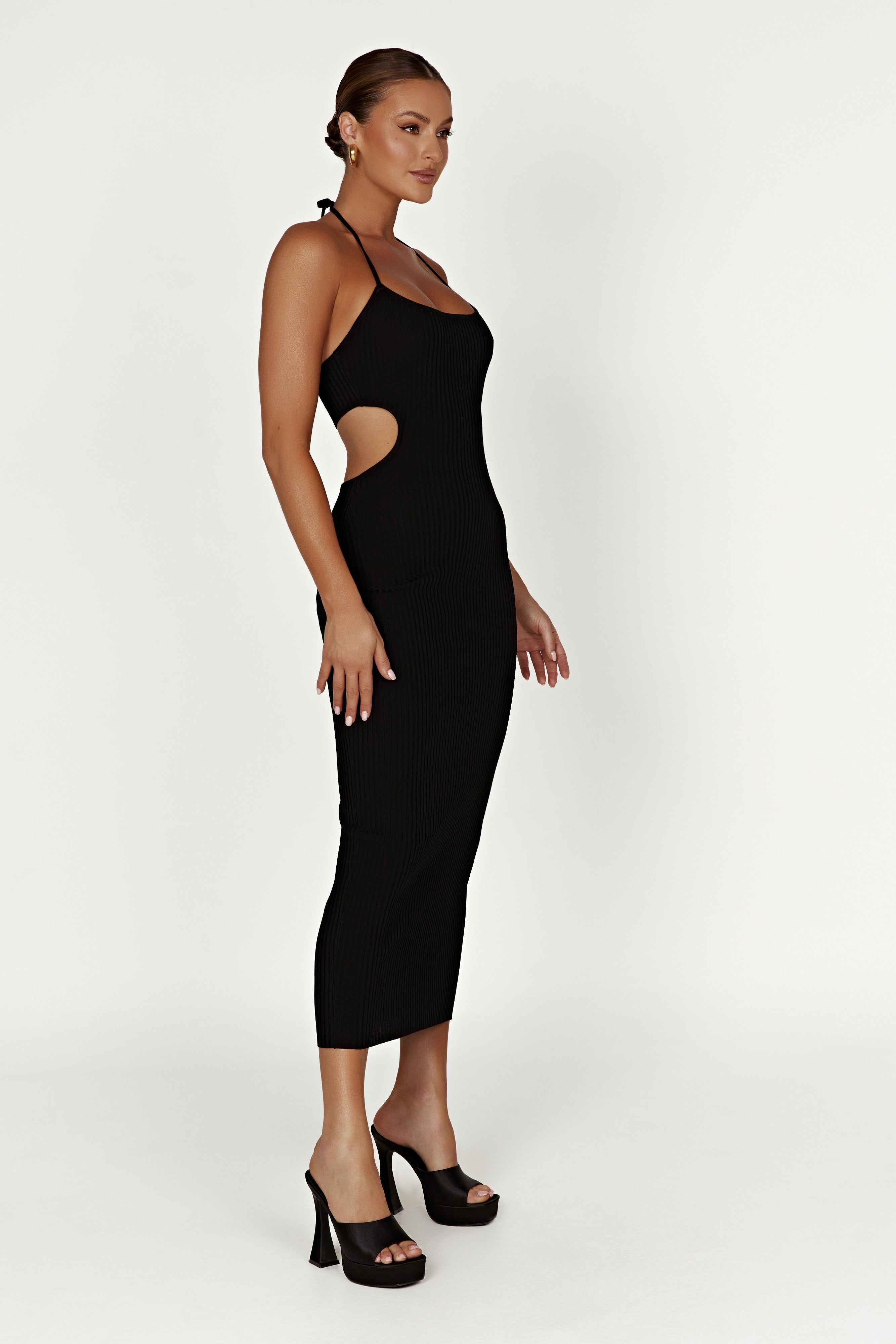 Morgan Halter Knit Midi Dress - Black sold by Meshki product image thumbnail 4