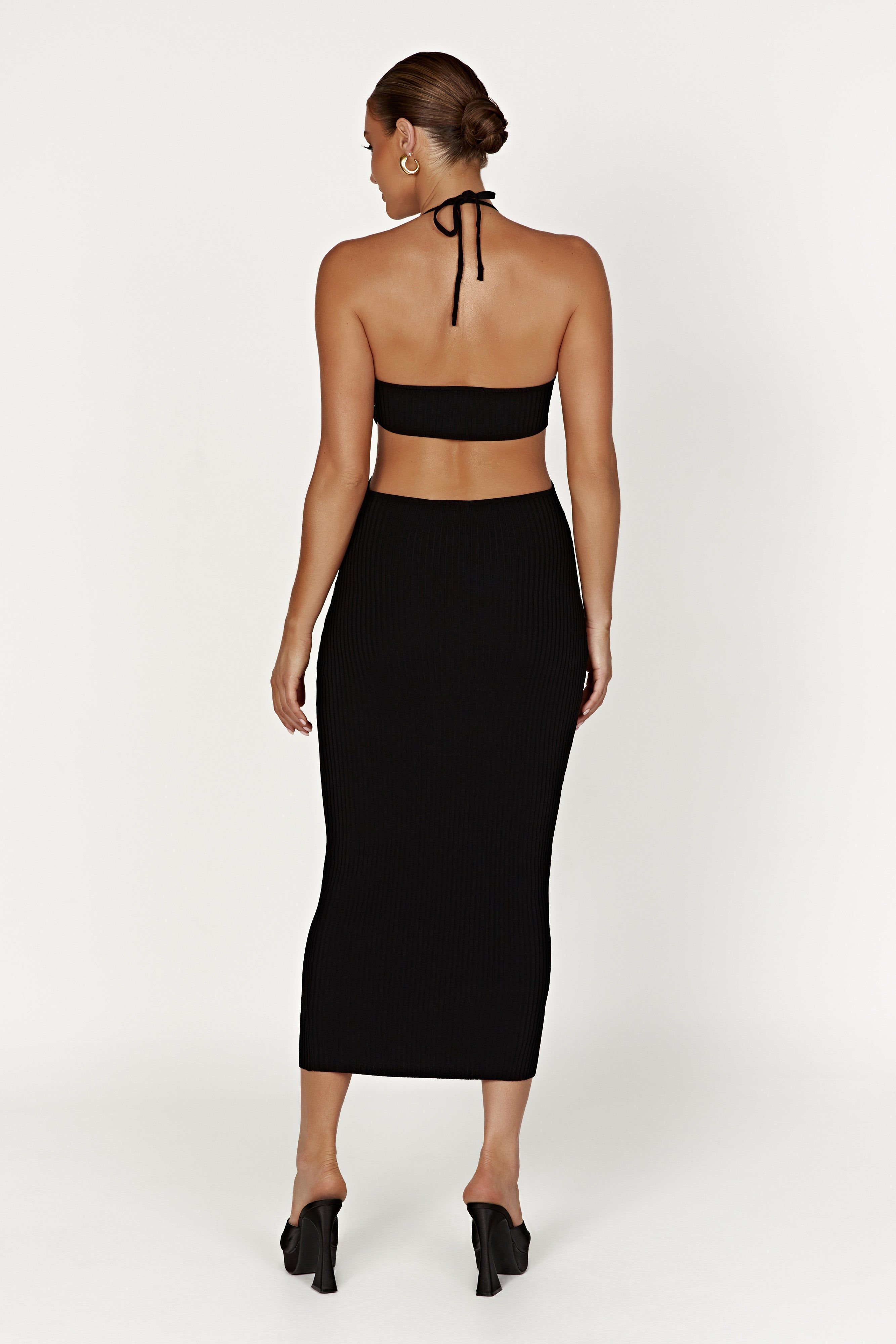 Morgan Halter Knit Midi Dress - Black sold by Meshki product image thumbnail 5