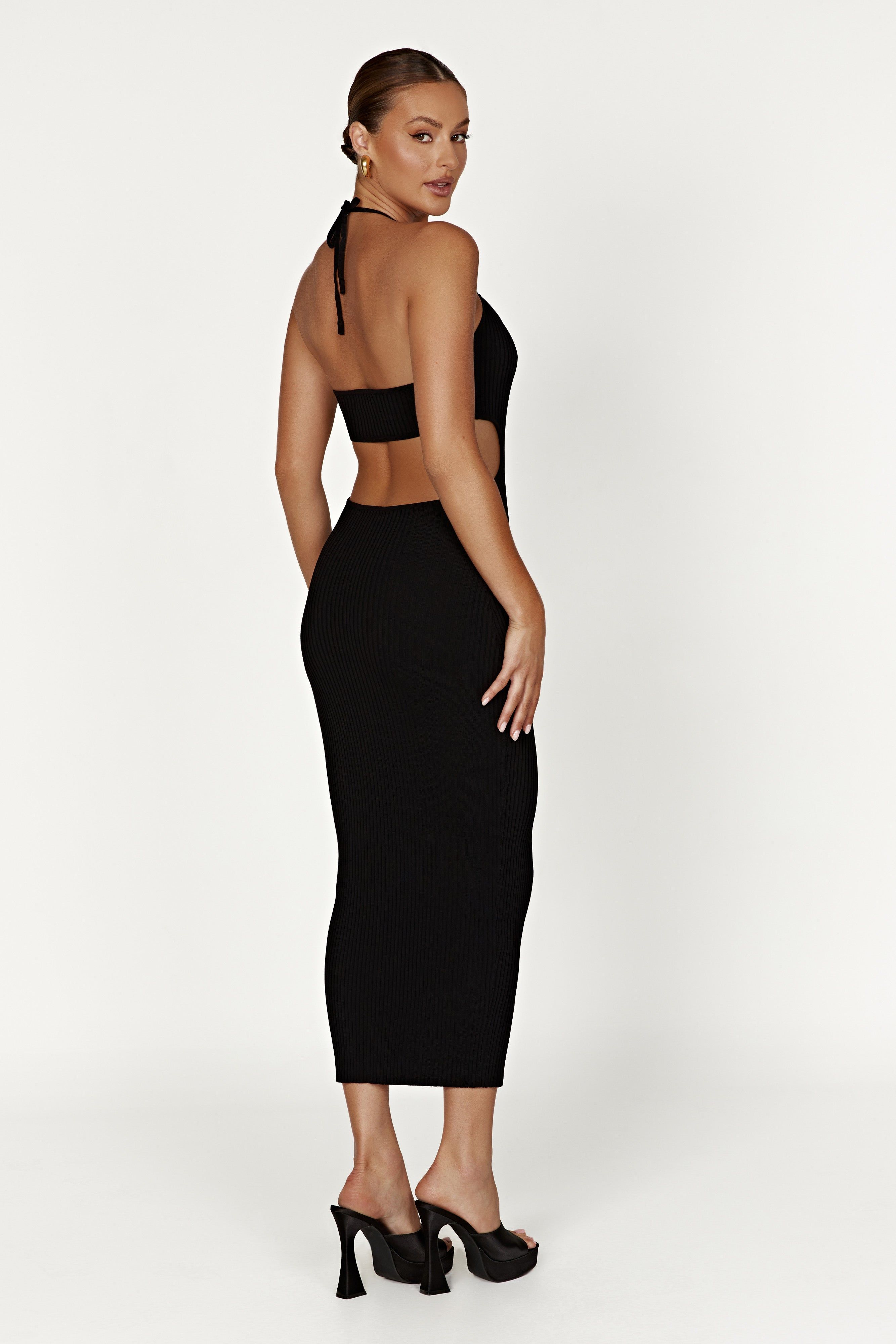 Morgan Halter Knit Midi Dress - Black sold by Meshki product image thumbnail 2