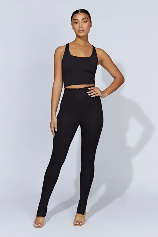 Michelle Side Split Leggings - Black sold by Meshki