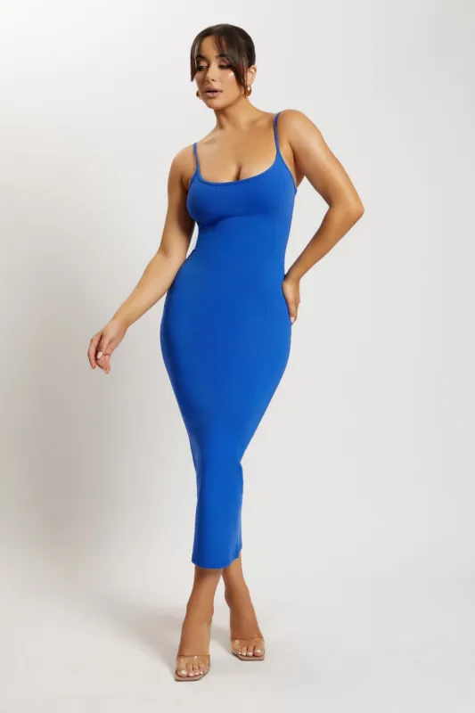 Alexis Ribbed Cami Midi Dress - Cobalt Blue sold by Meshki