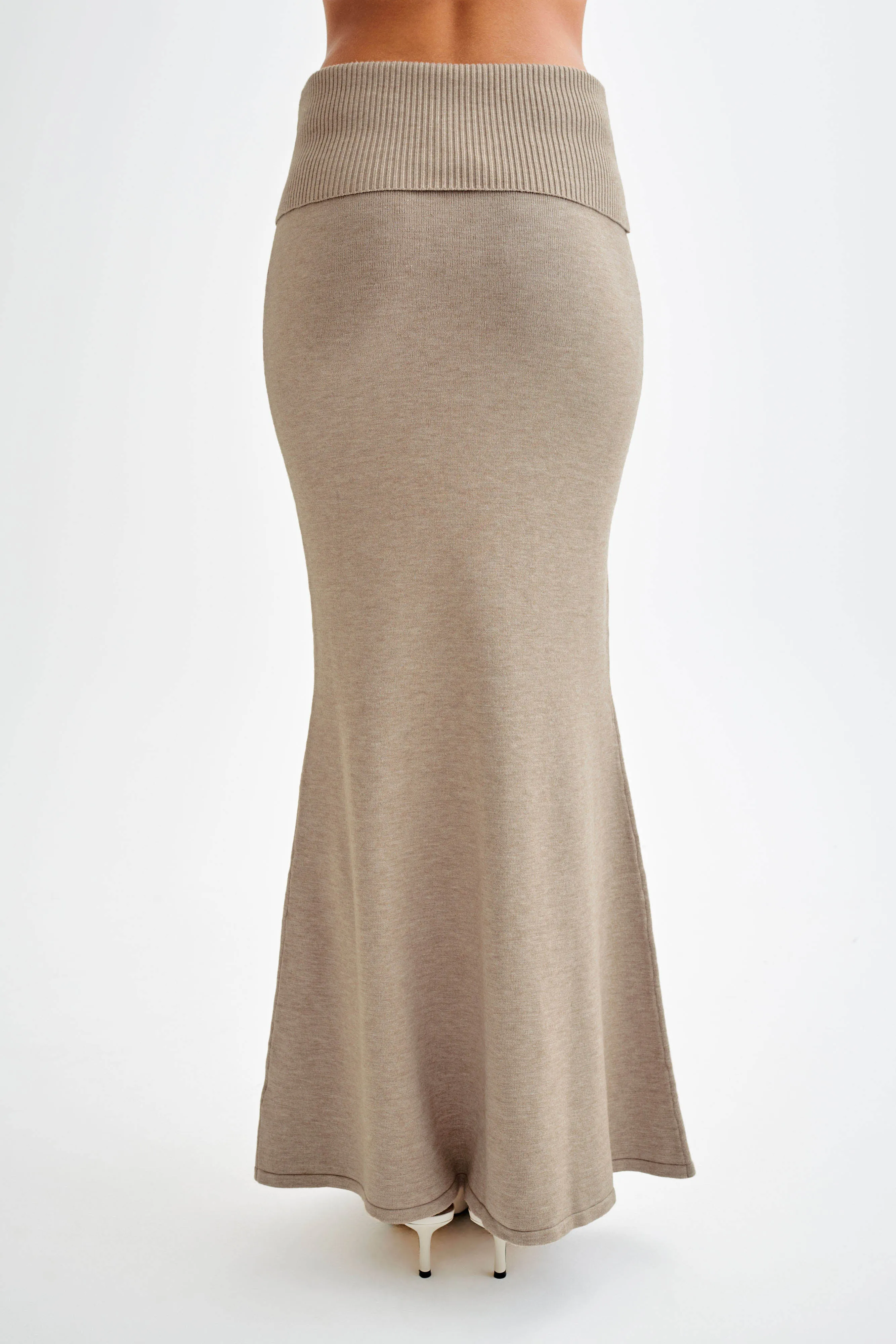 Karlie Knit Maxi Skirt With Ribbed Waist - Taupe Marle sold by Meshki product image thumbnail 2