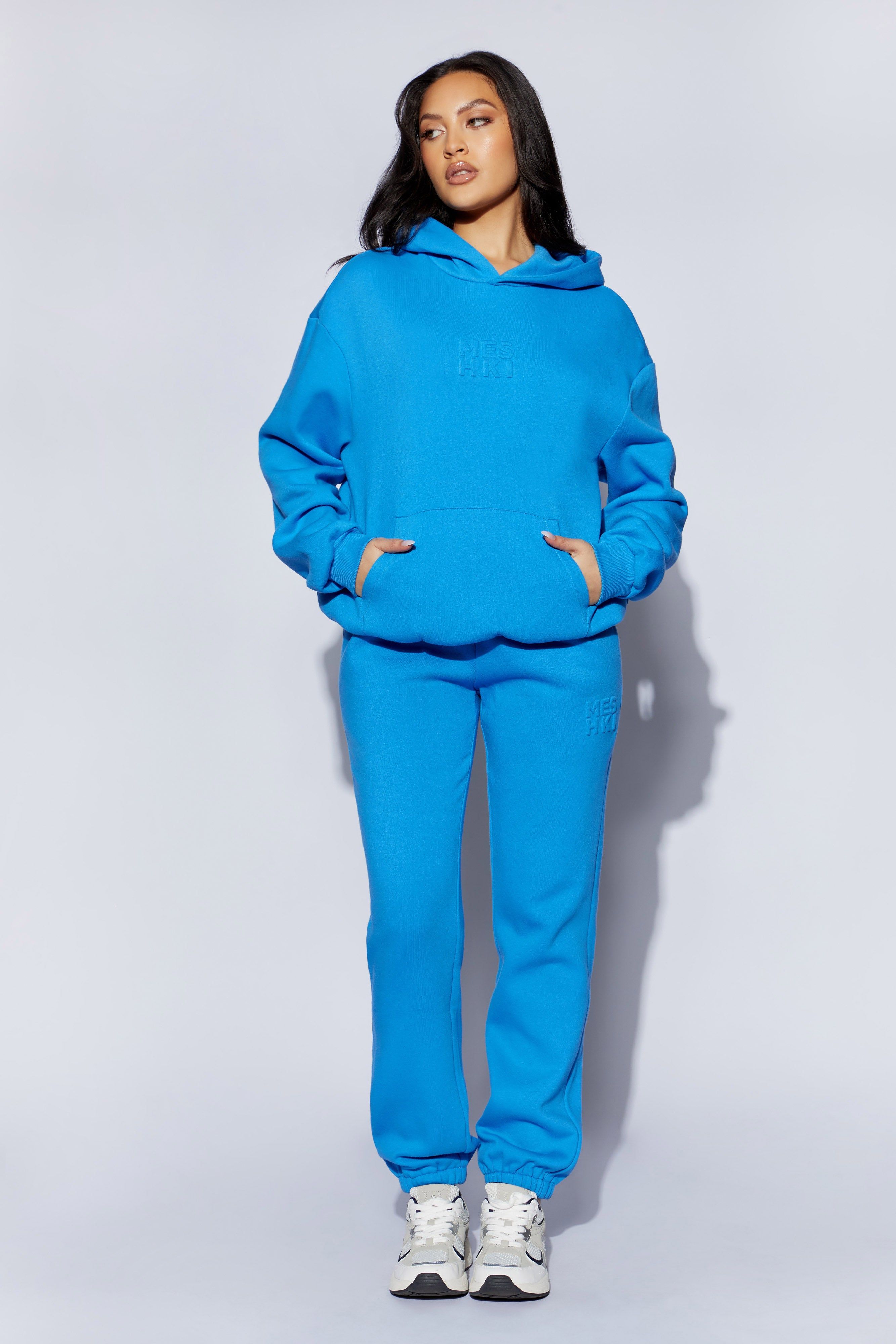 Arden Embossed Fleeceback Hoodie - Blue sold by Meshki product image thumbnail 8