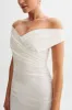 Harley Off Shoulder Satin Maxi Dress - Ivory sold by Meshki