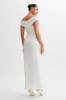 Harley Off Shoulder Satin Maxi Dress - Ivory sold by Meshki