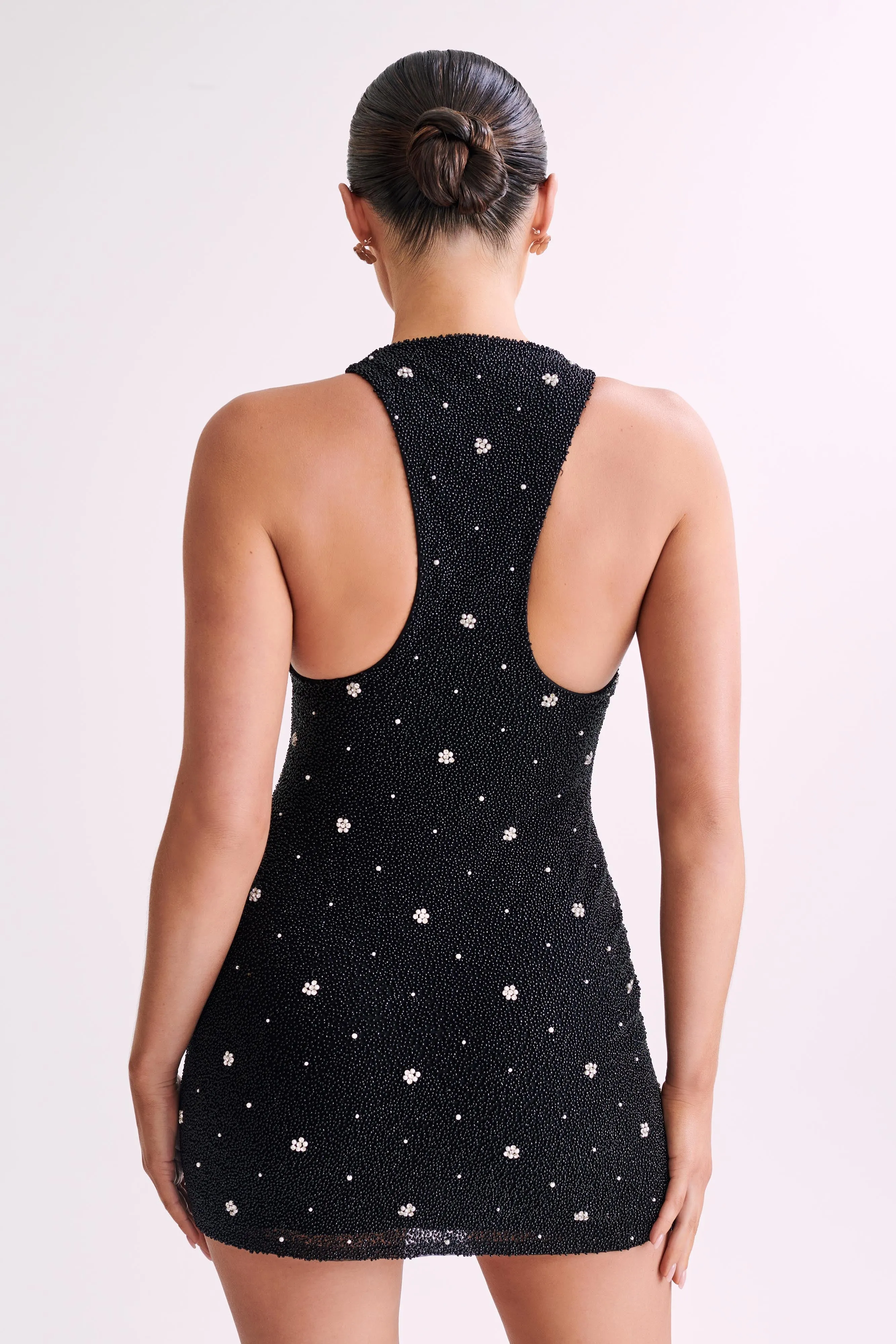 Laurel Beaded Micro Mini Dress With Racerback - Black sold by Meshki product image thumbnail 2