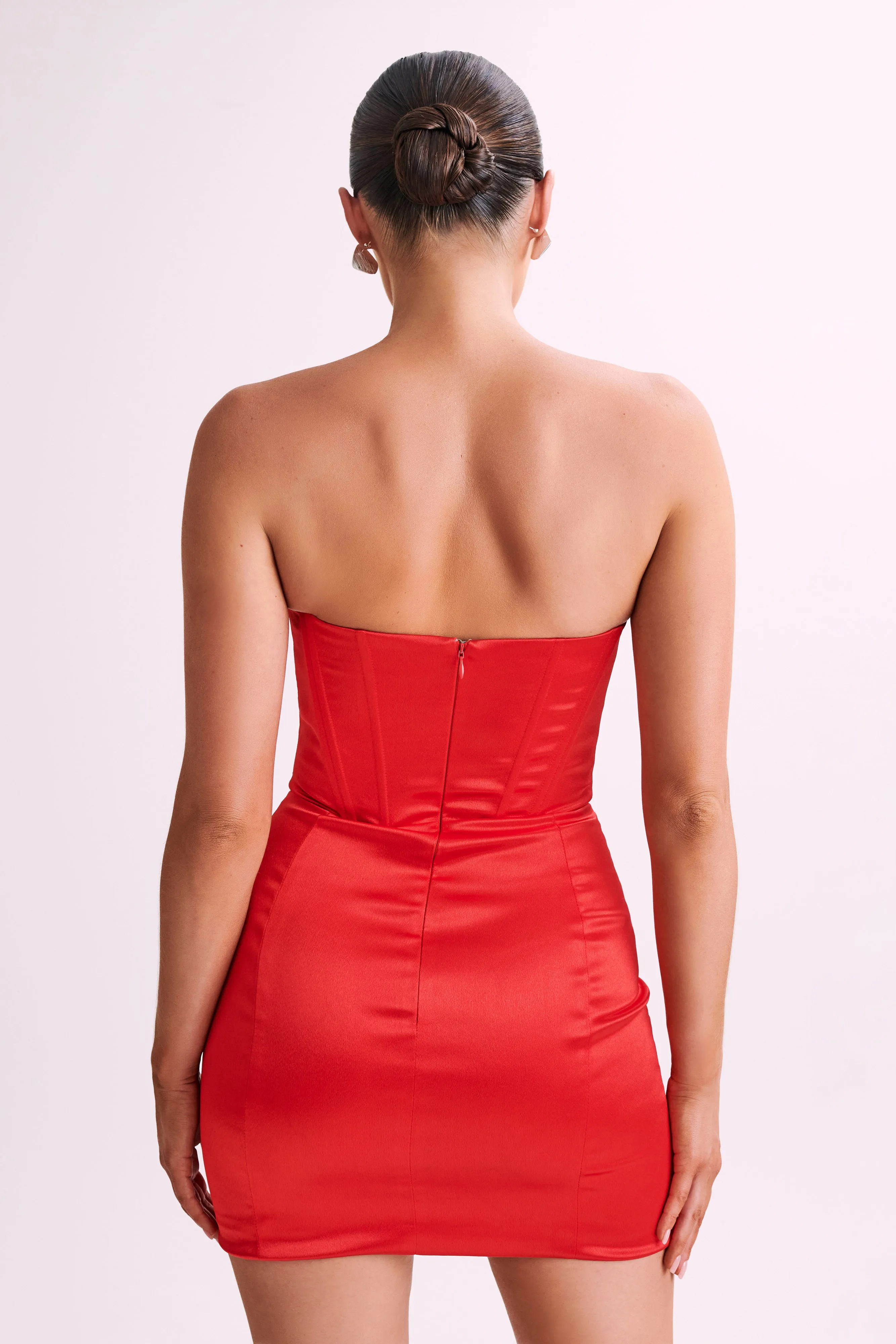 Sariah Satin Corset Mini Dress - Red sold by Meshki product image thumbnail 3