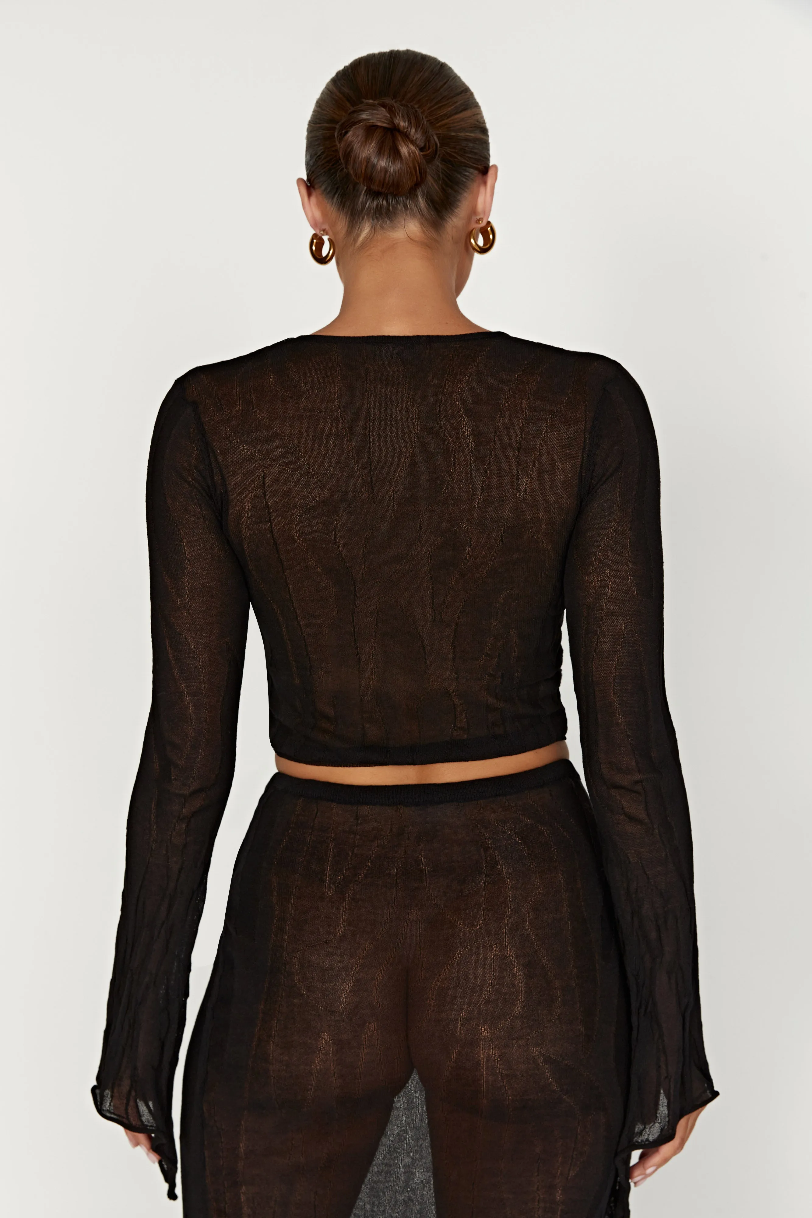 Akari Flare Sleeve Knit Top - Black sold by Meshki product image thumbnail 2