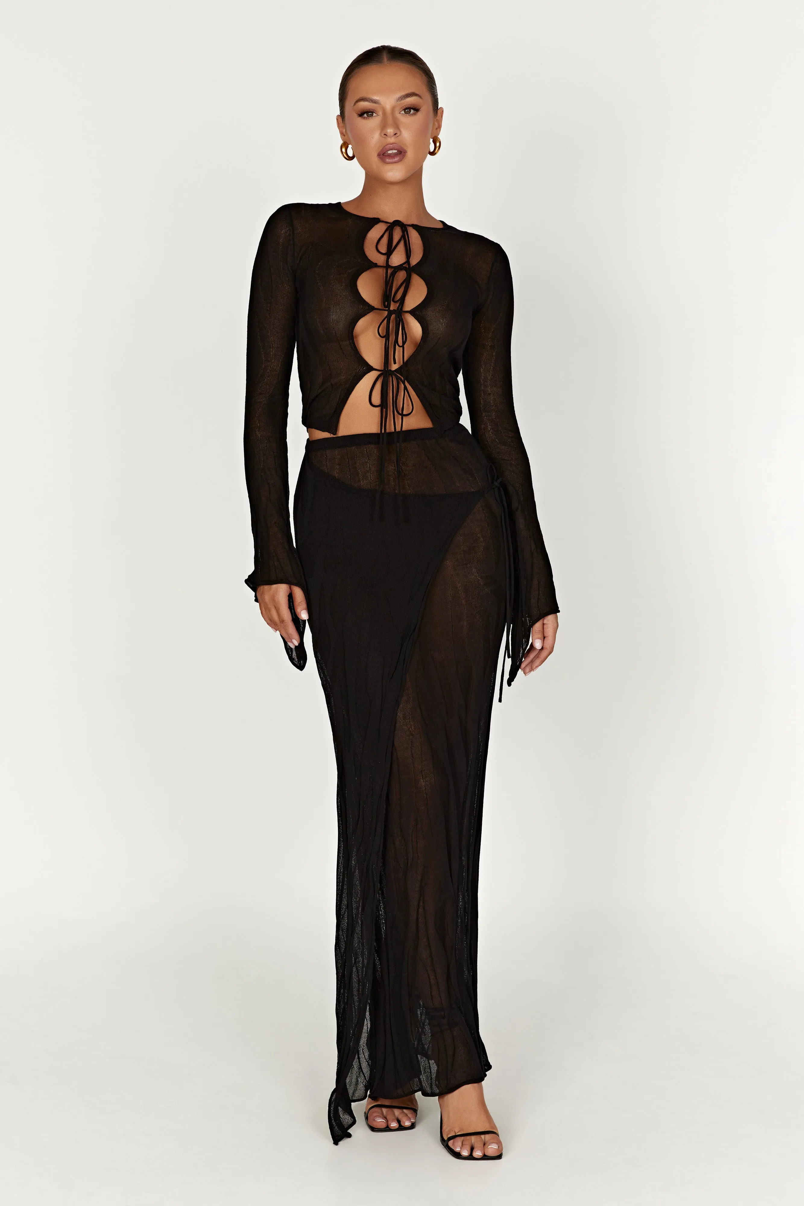 Akari Flare Sleeve Knit Top - Black sold by Meshki product image thumbnail 3