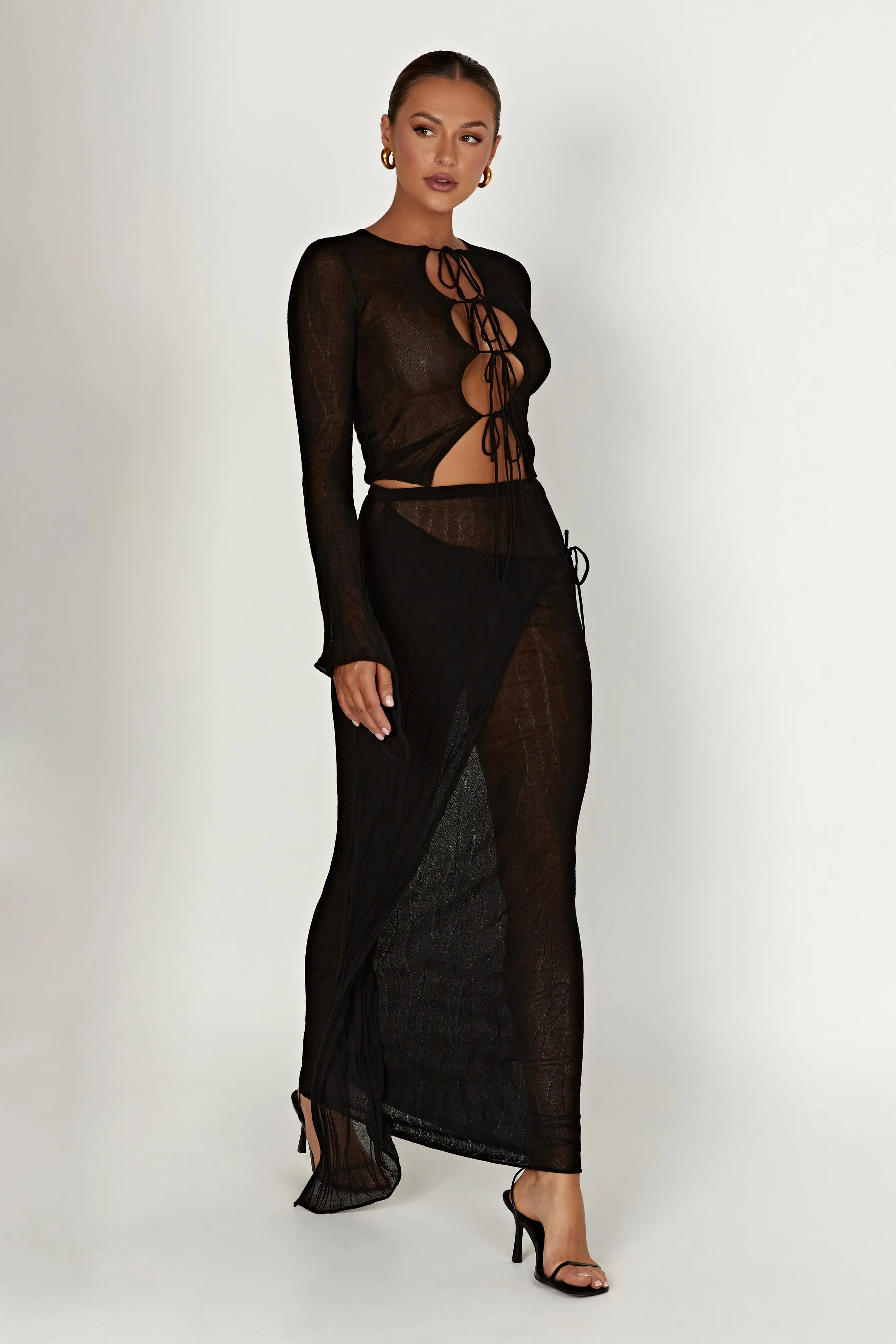 Akari Flare Sleeve Knit Top - Black sold by Meshki product image thumbnail 5