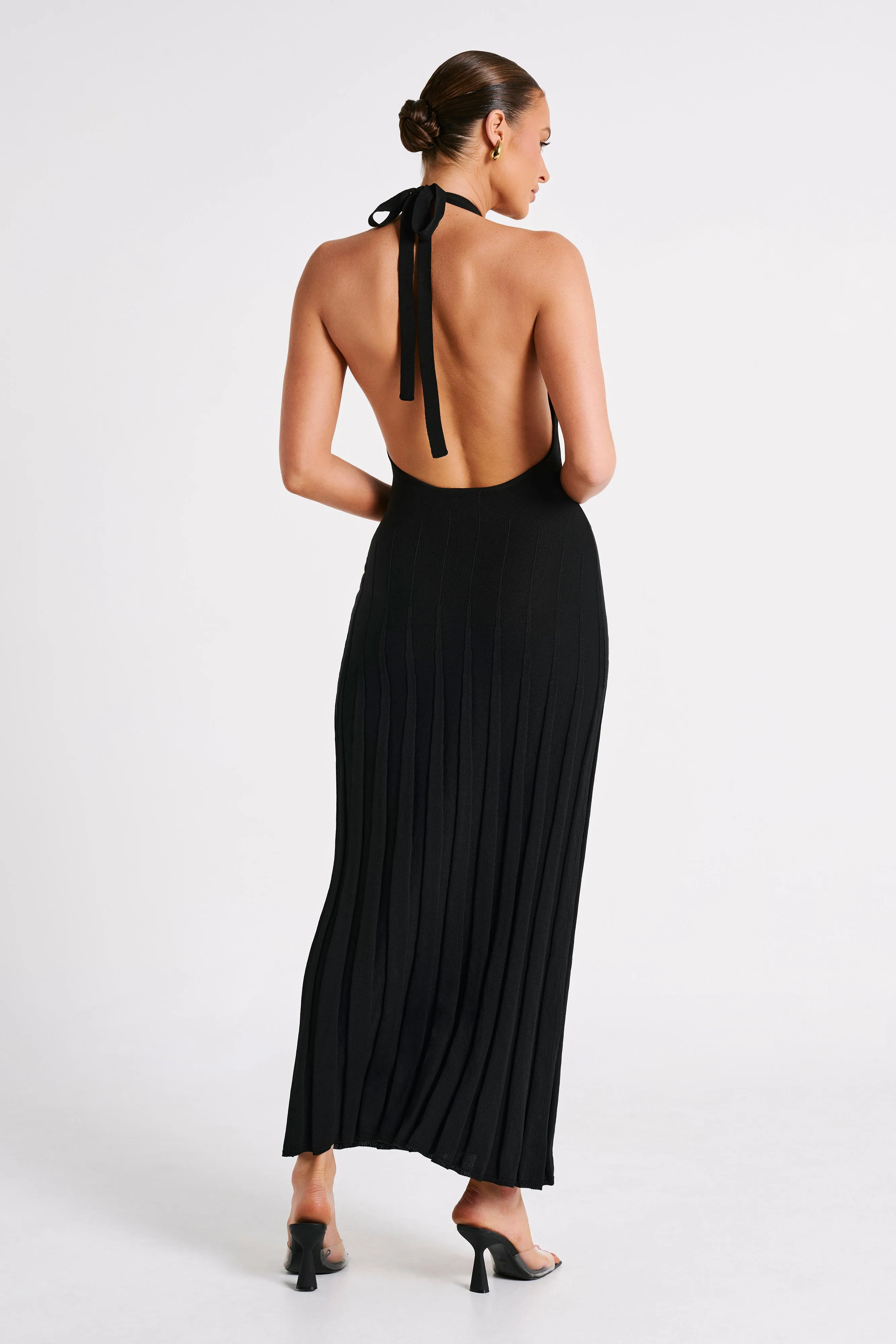 Caity Ribbed Halter Maxi Dress - Black sold by Meshki product image thumbnail 2