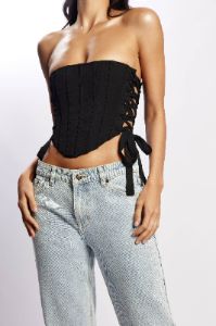 Elizabeth Strapless Corset Top - Black sold by Meshki