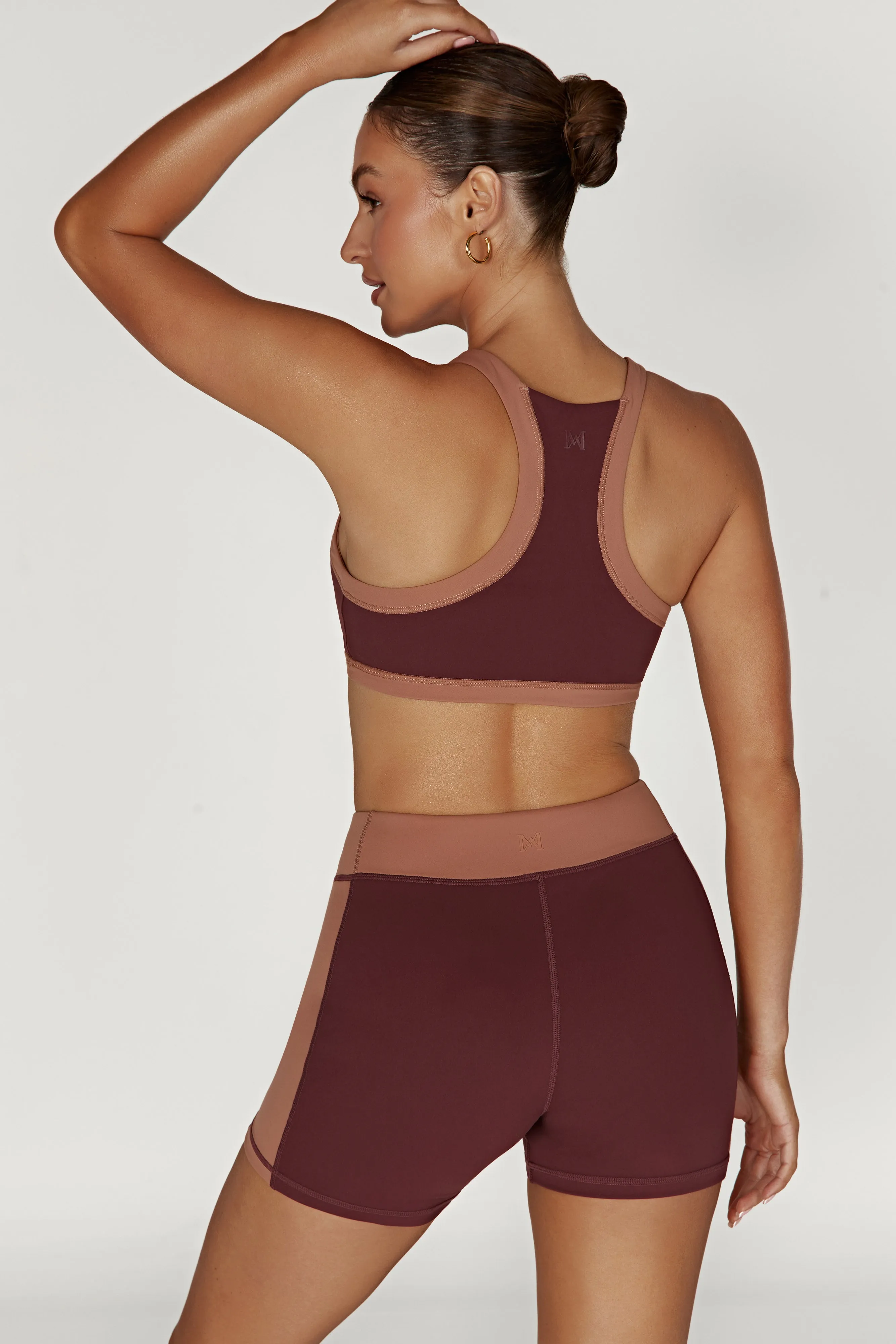 Becca Two Tone Cropped Sports Bra - Mahogany/Tan sold by Meshki product image thumbnail 2