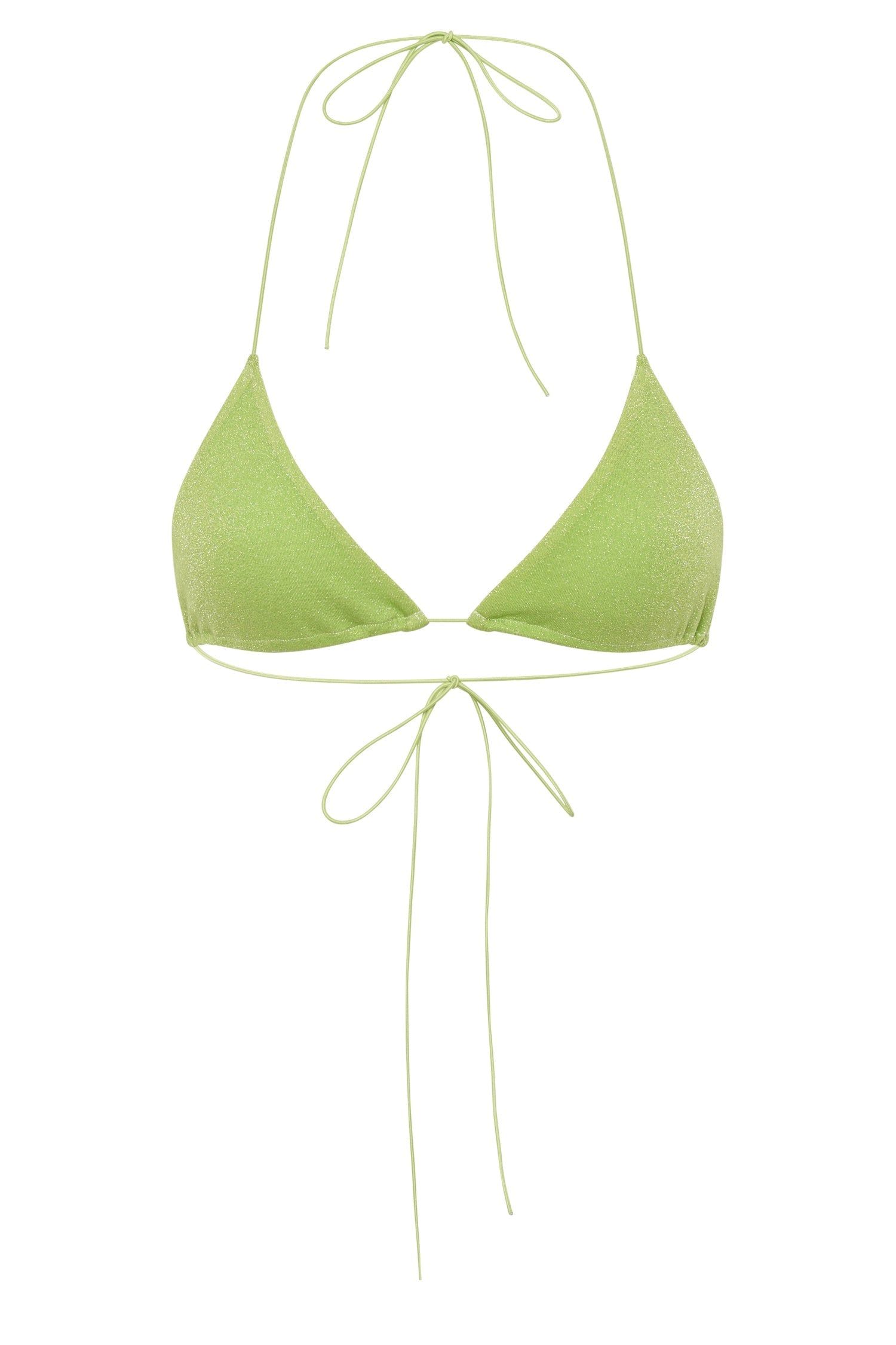 Ariel Triangle Tie Up Bikini Top - Lime Sparkle sold by Meshki product image thumbnail 5
