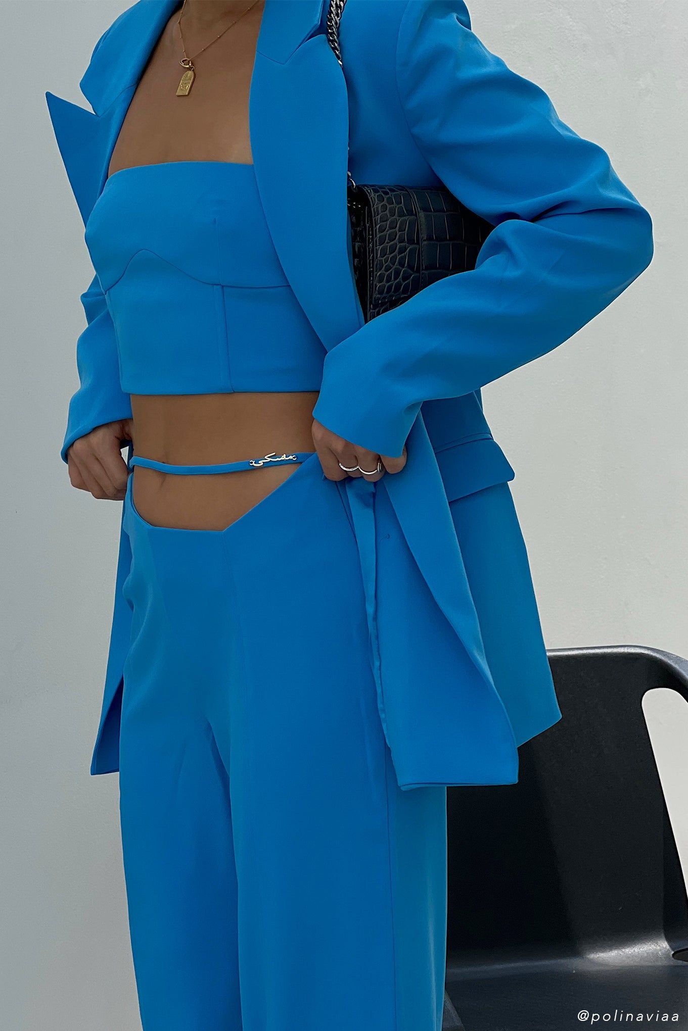 Rosana Oversized Cinched Blazer - Azure Blue sold by Meshki