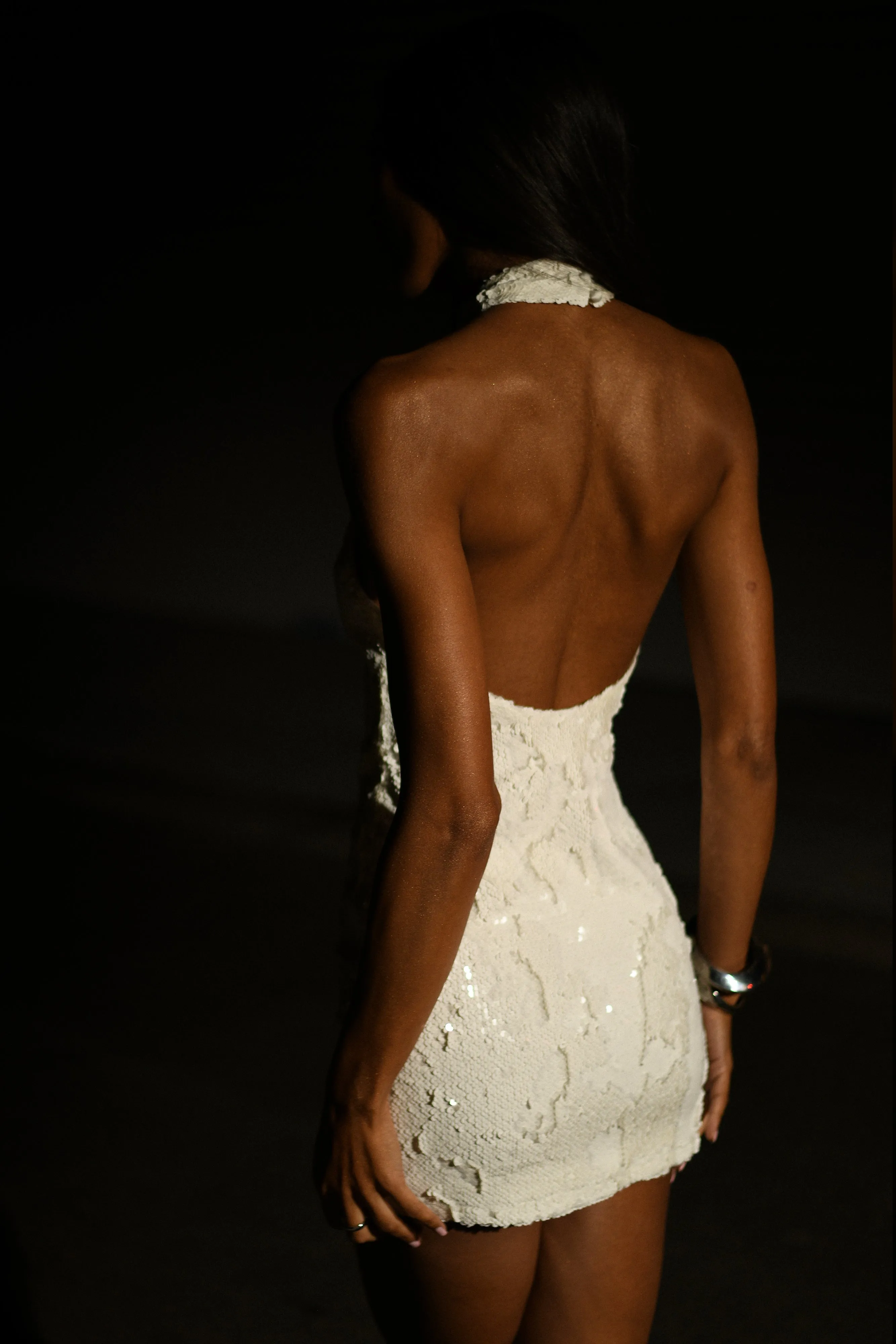 Jayne Sequin Halter Mini Dress - White sold by Meshki product image thumbnail 2