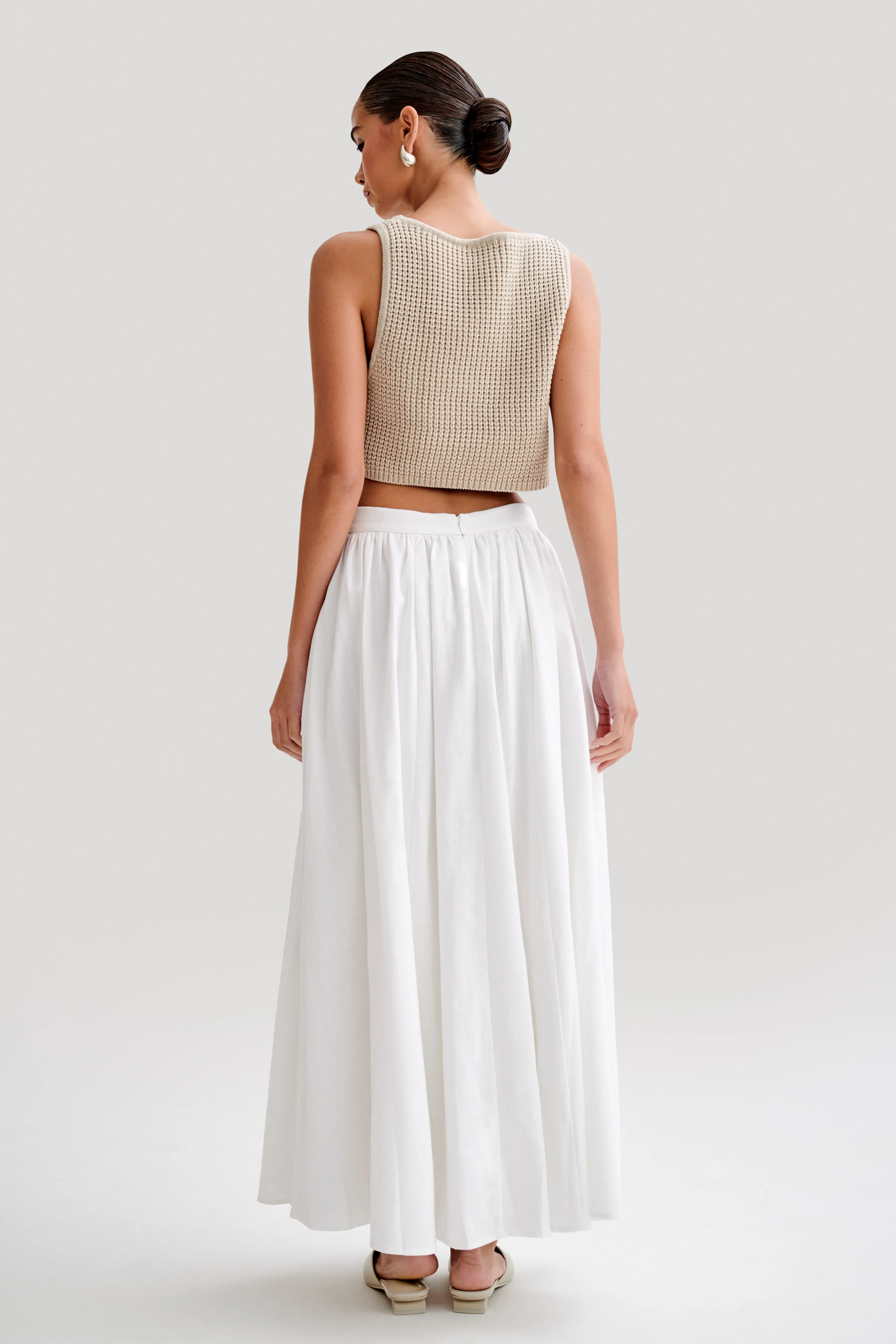 Clarence Linen A-Line Maxi Skirt - White sold by Meshki product image thumbnail 5