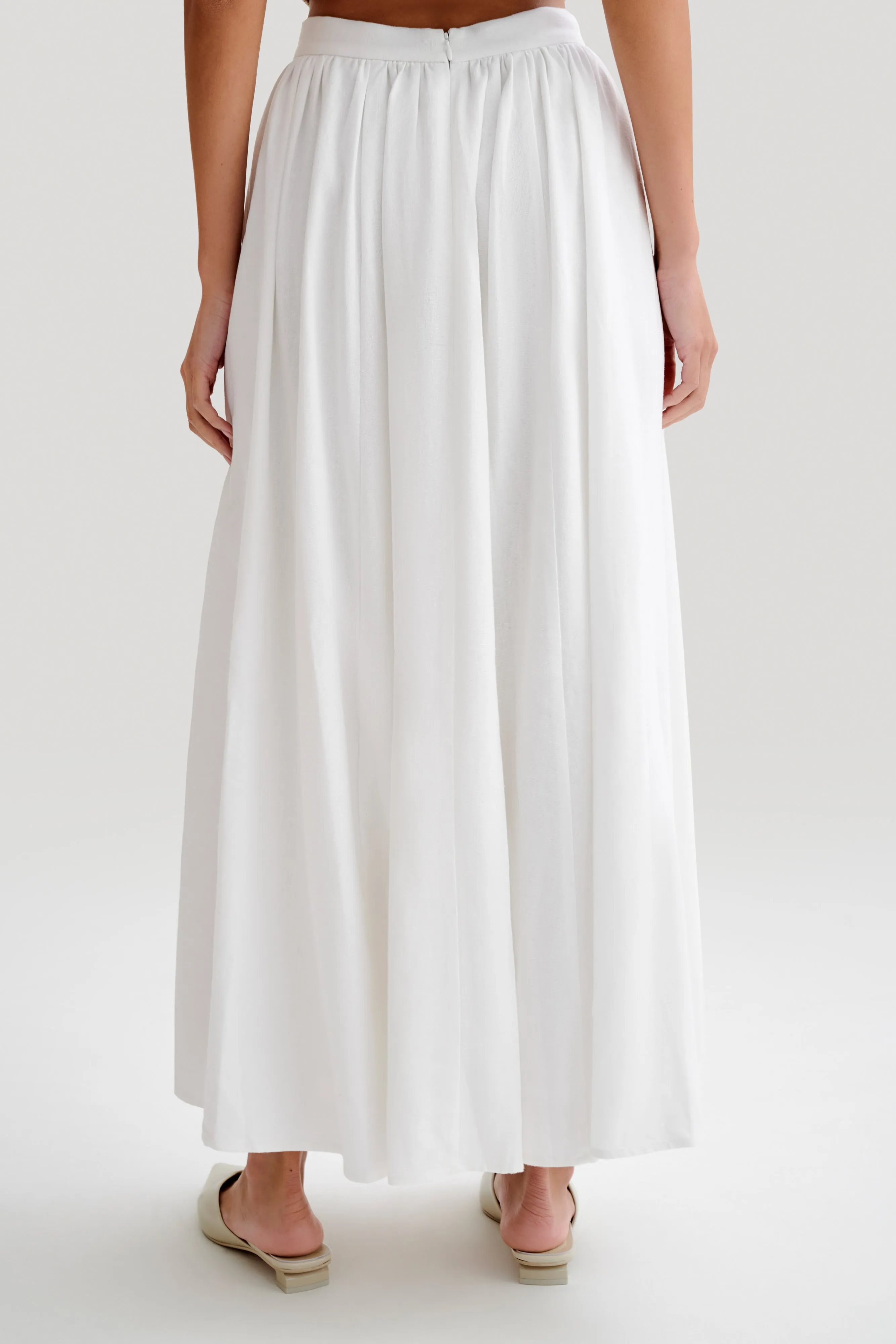 Clarence Linen A-Line Maxi Skirt - White sold by Meshki product image thumbnail 3