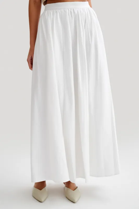 Clarence Linen A-Line Maxi Skirt - White sold by Meshki