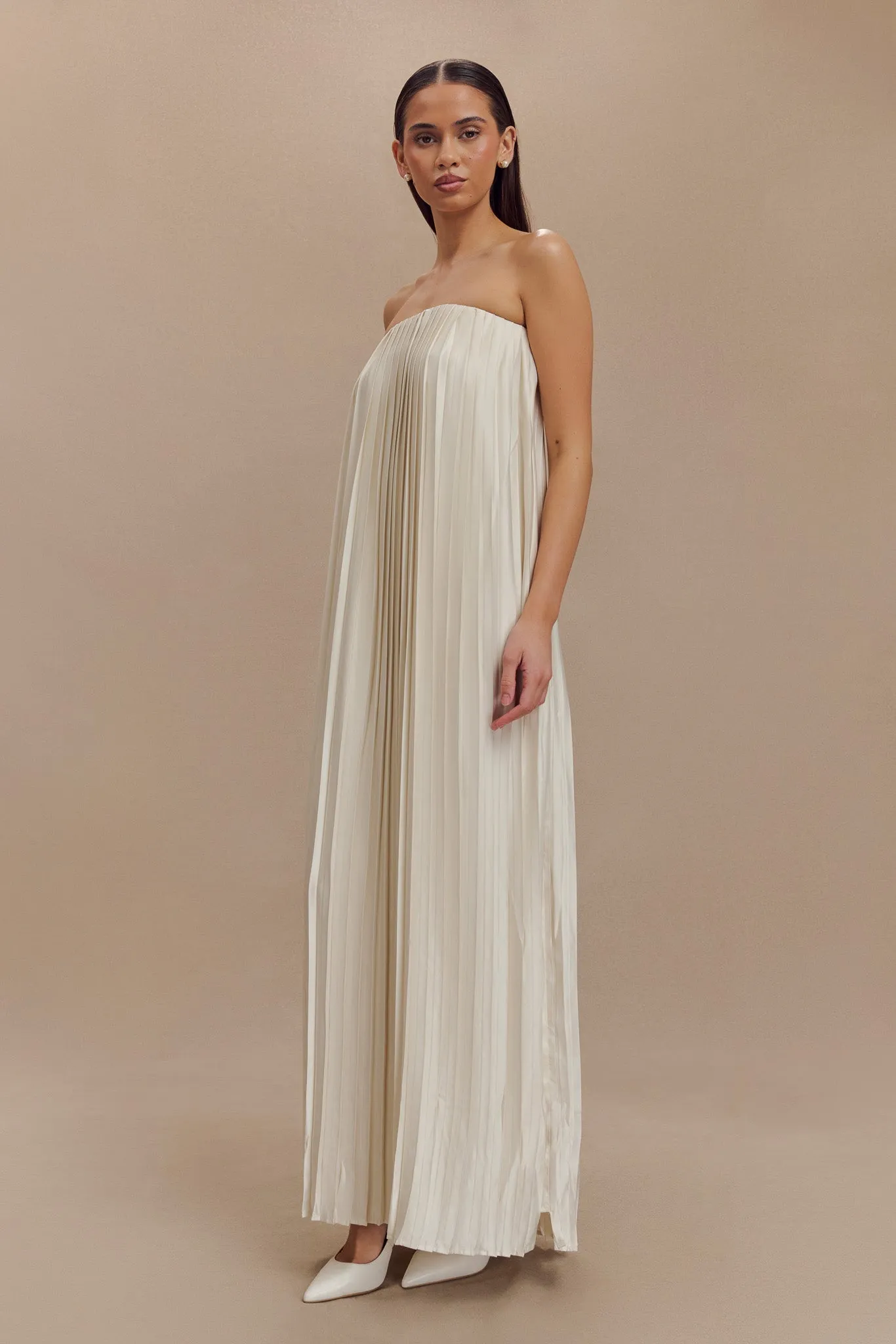Myrah Plisse Strapless Maxi Dress - Ivory sold by Meshki product image thumbnail 5
