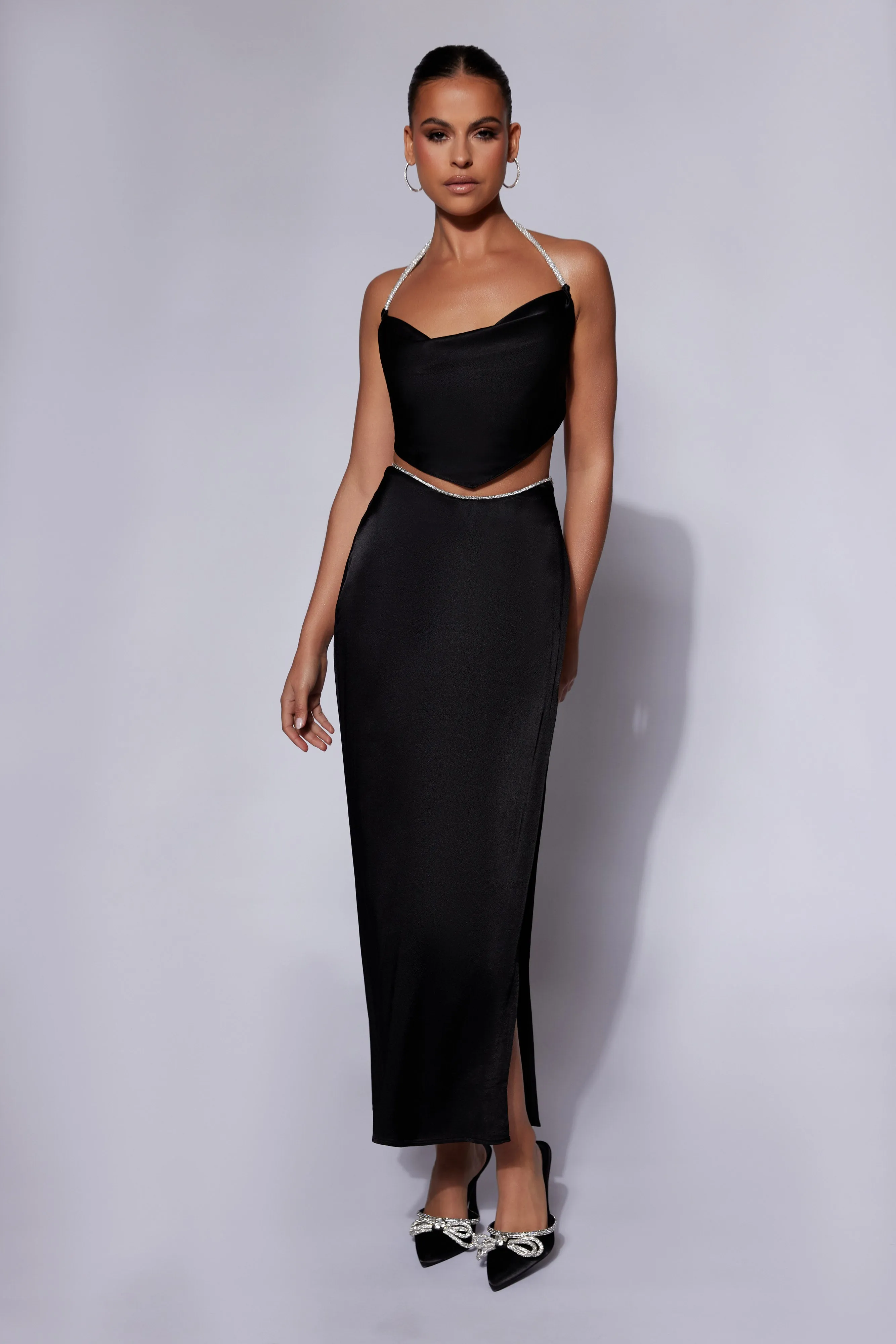 Christie Diamante Rope Maxi Skirt - Black sold by Meshki product image thumbnail 4