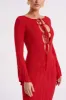 Brinley Long Sleeve Knit Maxi Dress - Red sold by Meshki