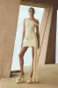 Kiera Slinky Off Shoulder Mini Dress - Lemon sold by Meshki