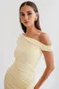 Kiera Slinky Off Shoulder Mini Dress - Lemon sold by Meshki