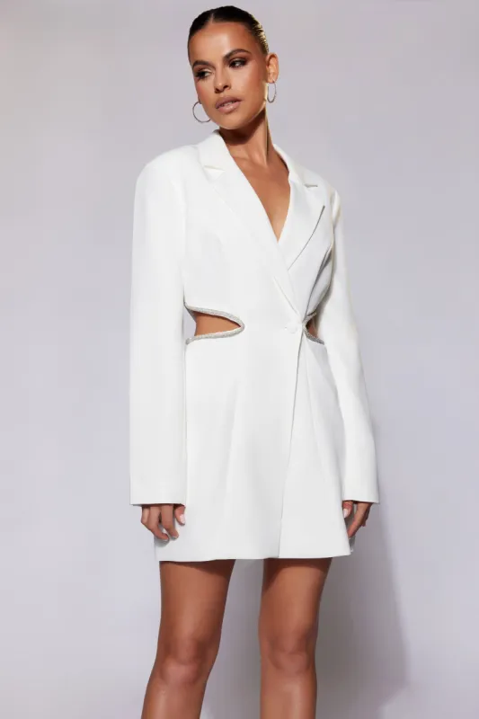 Shyann Diamante Cut Out Blazer Dress - White sold by Meshki