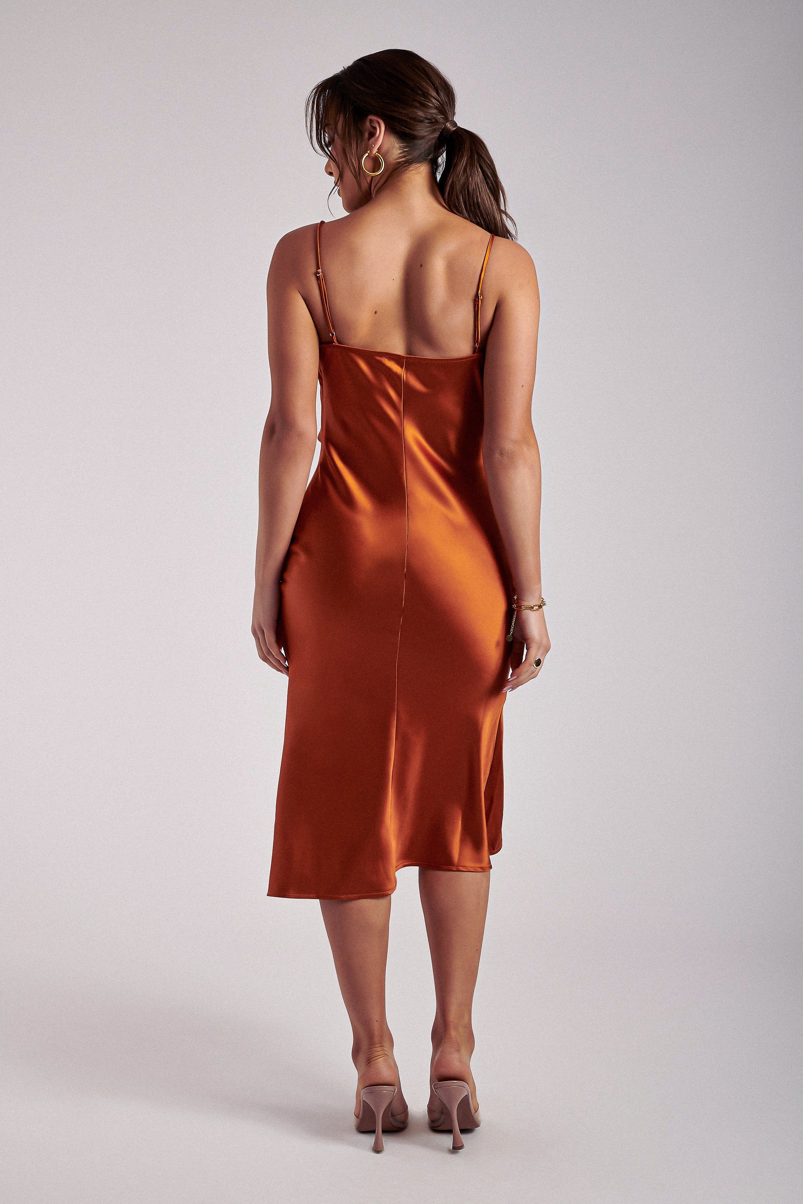 Tabitha Cowl Neck Midi Dress - Burnt Orange sold by Meshki product image thumbnail 2