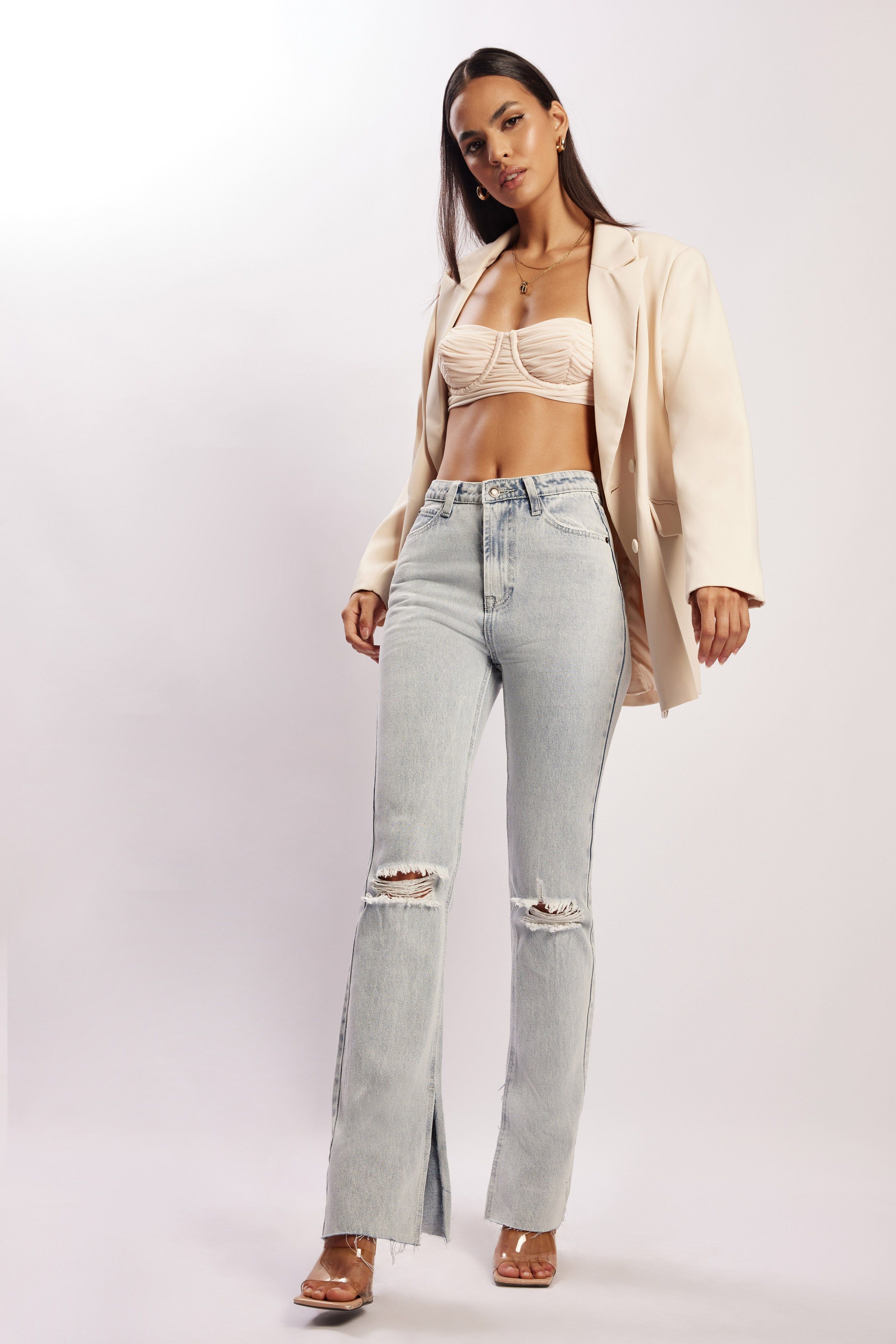 Tessa Mesh Ruched Cup Bralette - Cream sold by Meshki product image thumbnail 5