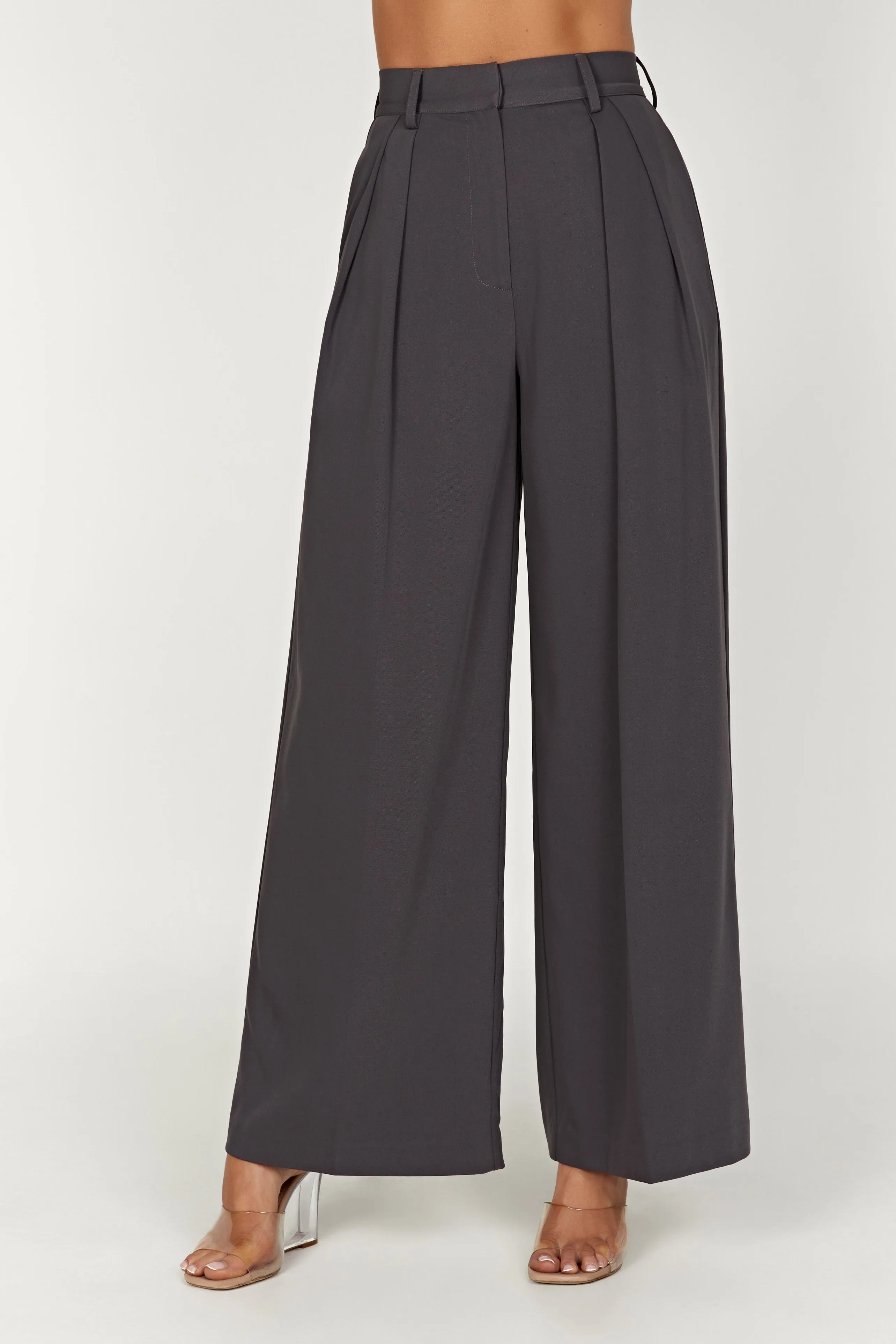 Jemima Straight Leg Pants - Charcoal sold by Meshki product image thumbnail 3