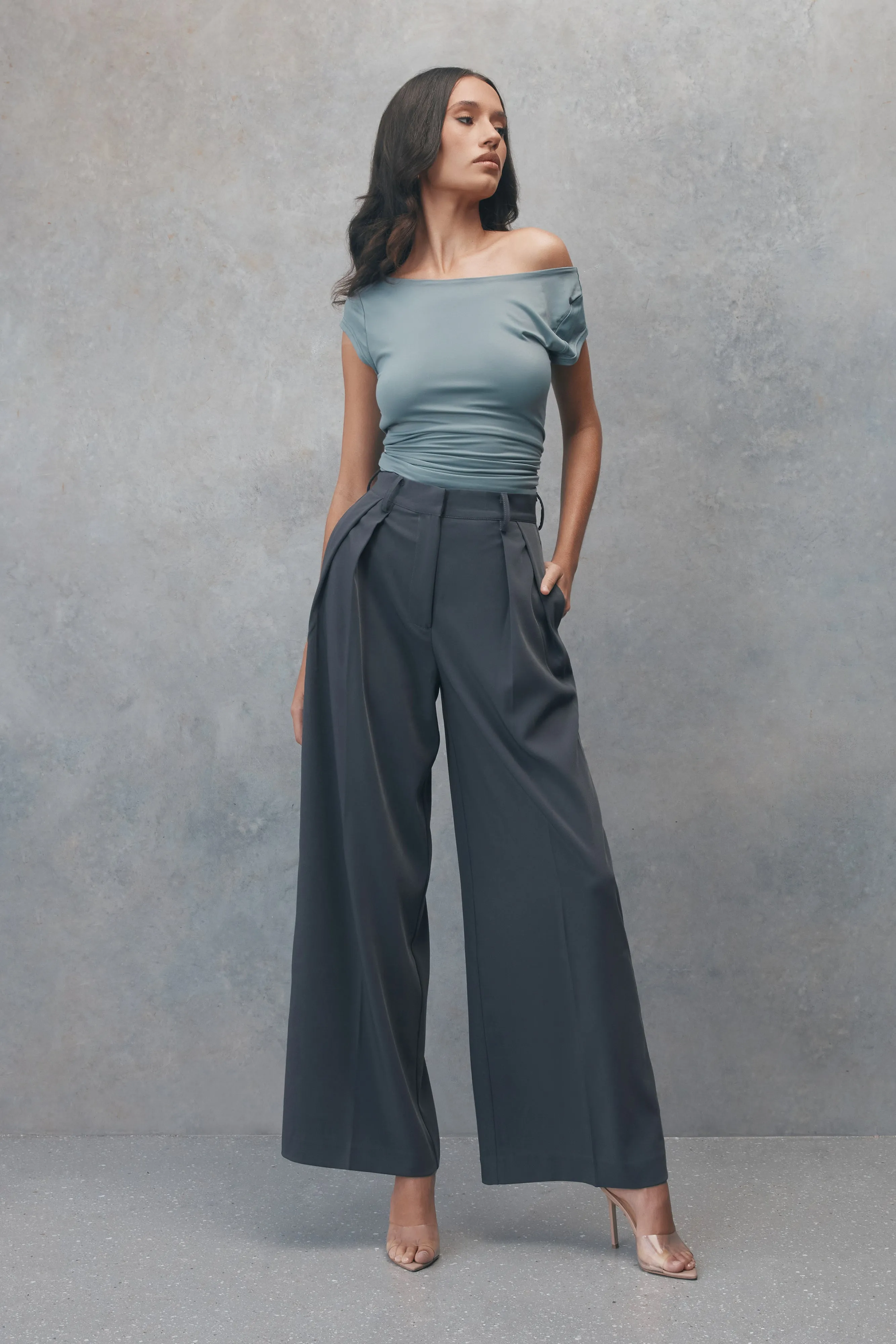 Jemima Straight Leg Pants - Charcoal sold by Meshki product image thumbnail 4